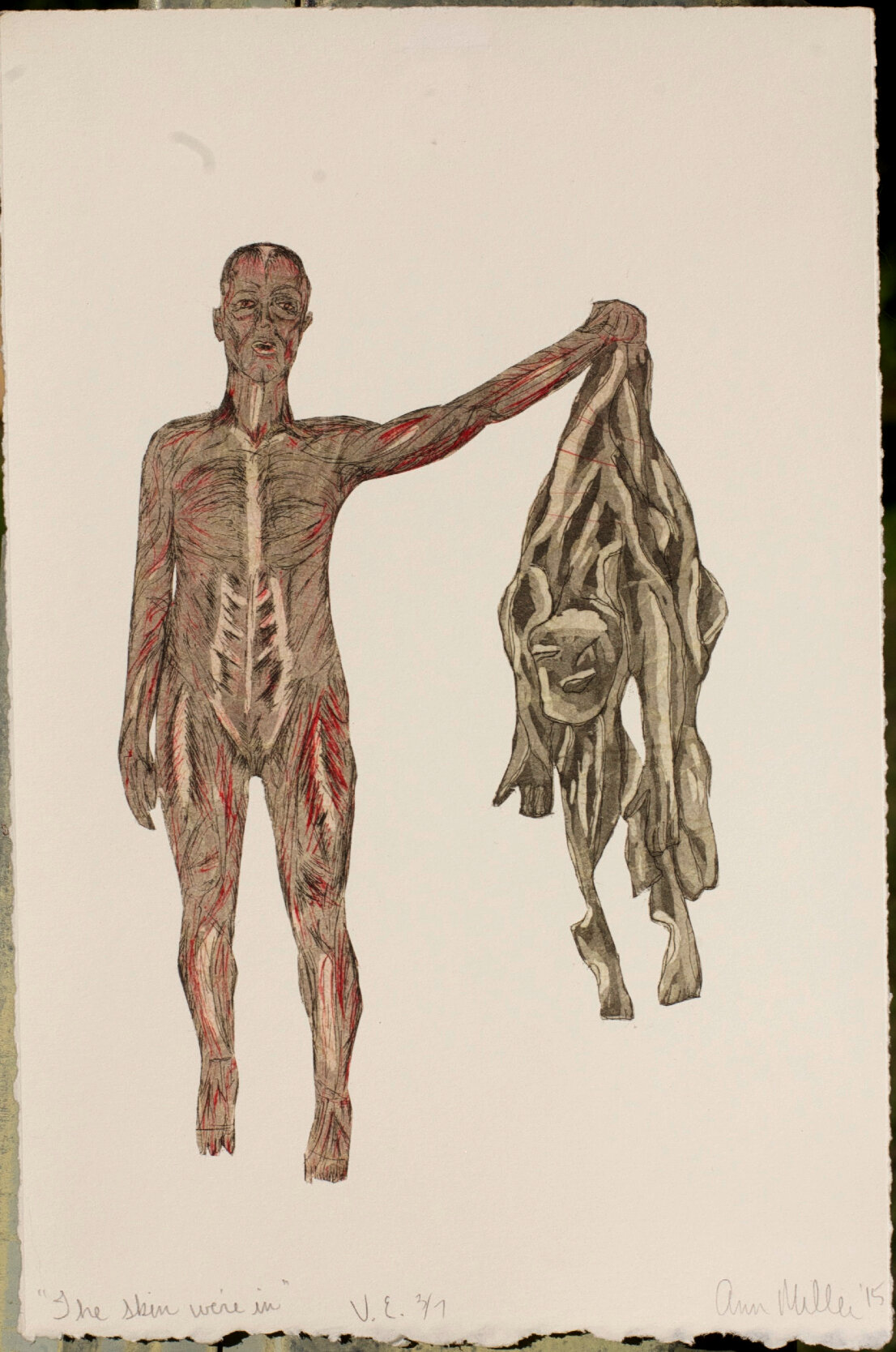 "The Skin We're In," Intaglio Chine-collé Print, 6x9", 2016
