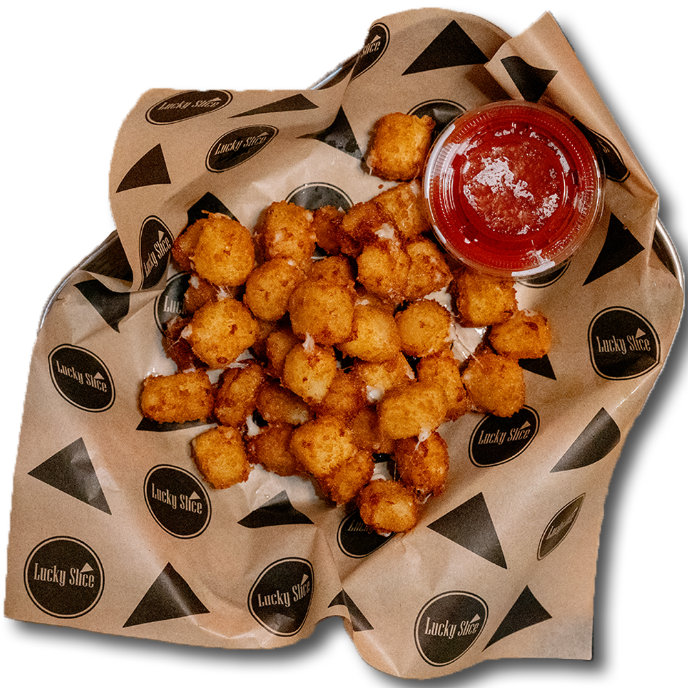 Motz Ballz: Hand breaded and fried morsels of mozzarella, served with marinara or ranch.