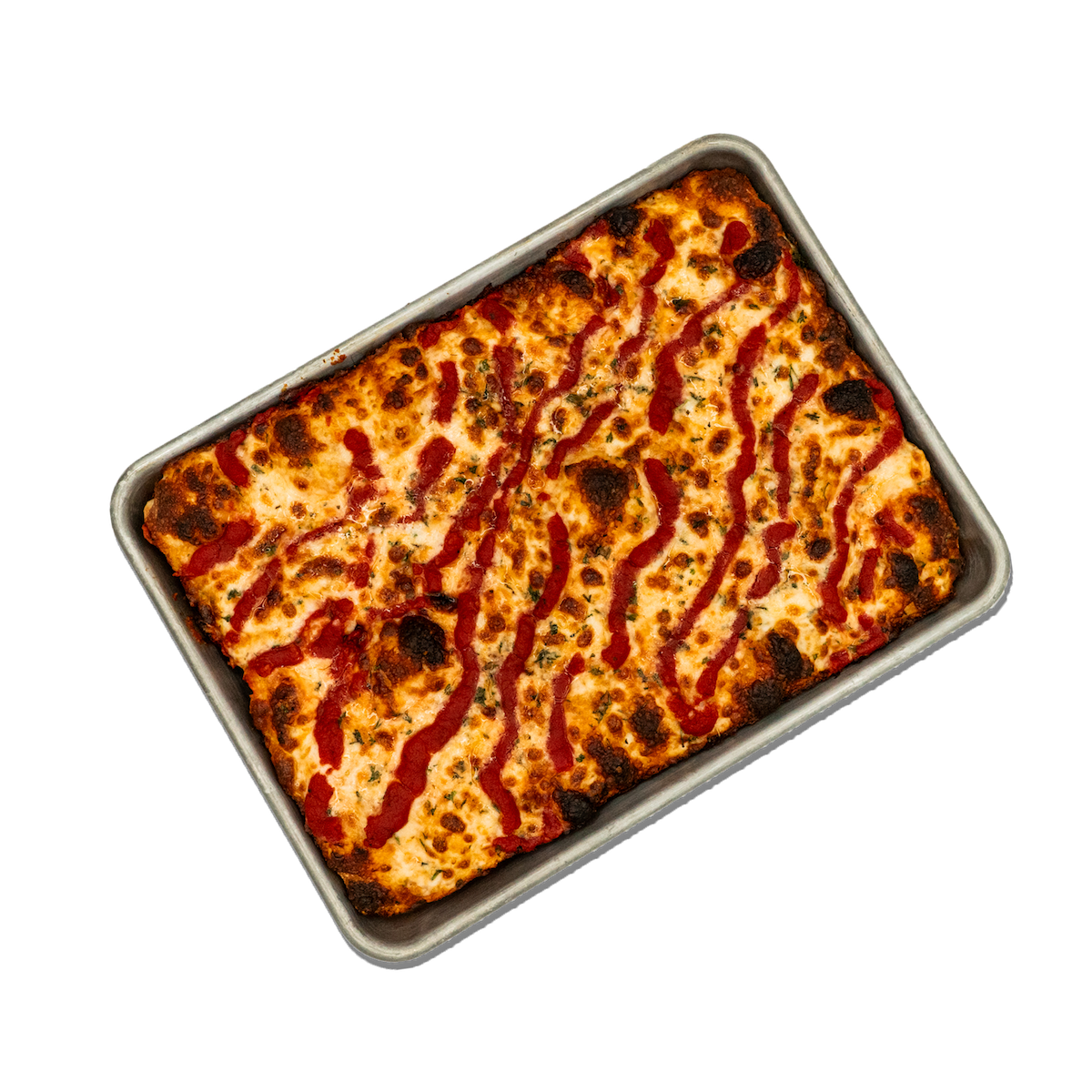 Sicilian Pie (Sunday Only): Crisp airy dough topped with mozzarella, herbed parmesan, and
drizzled with seasoned tomato sauce. Cheese or Pepperoni available.
