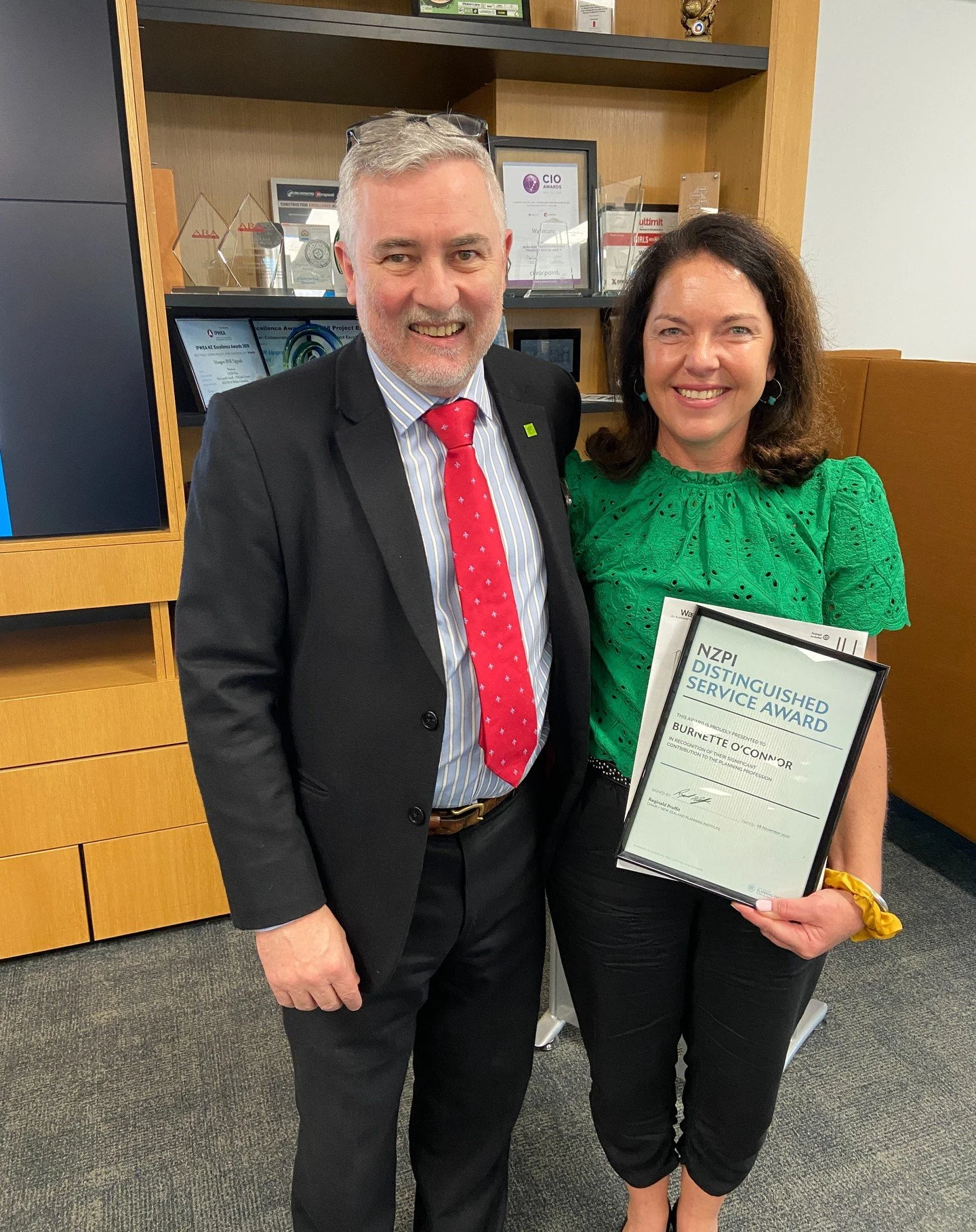 CONGRATULATIONS to our Director, Burnette O'Connor, who was recently given the honour of a Distinguished Service Award by the New Zealand Planning Institute.

Swipe across to read the citation that explains the reasons for her award, namely hard work