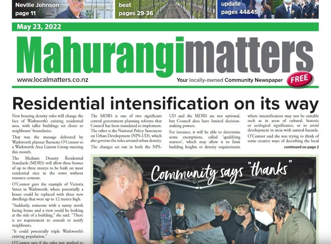 Check the Mahu Matters online edition to read what Burnette has to say about how the MDRS will impact Warkworth in the future - what are your thoughts?

https://issuu.com/mahurangimatters/docs/05-23-2022_mahurangi_430m_issuu