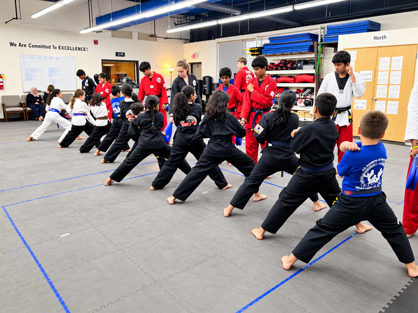 Leaders give new martial artists instructions