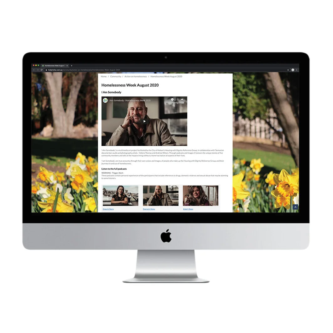 Website page hosting the podcasts and images