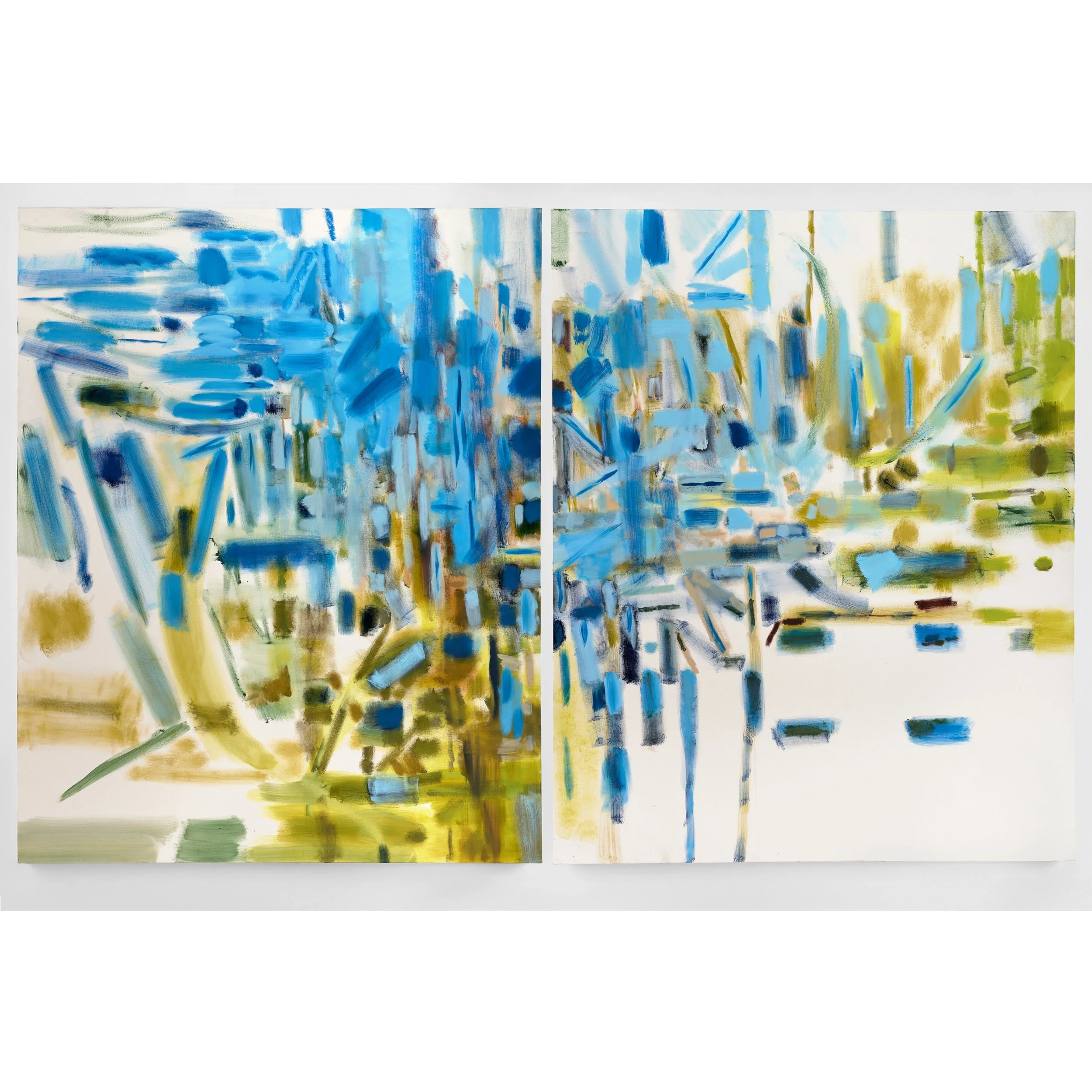 SWELL diptych, 2025, oil on canvas, 75 x 120 inches