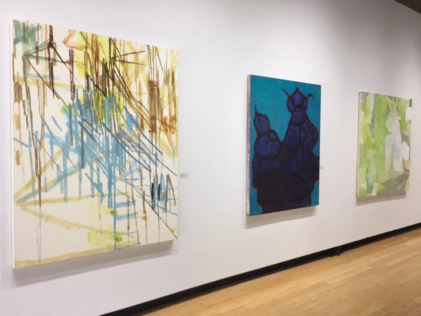 "10X Relay Cat's Cradle", Downtown Gallery, UT Knoxville, September 6 - 28, 2019, l to r: Kylie Heidenheimer POOL, Chuck Webster, Lisa Taliano, photo courtesy UT Downtown Gallery