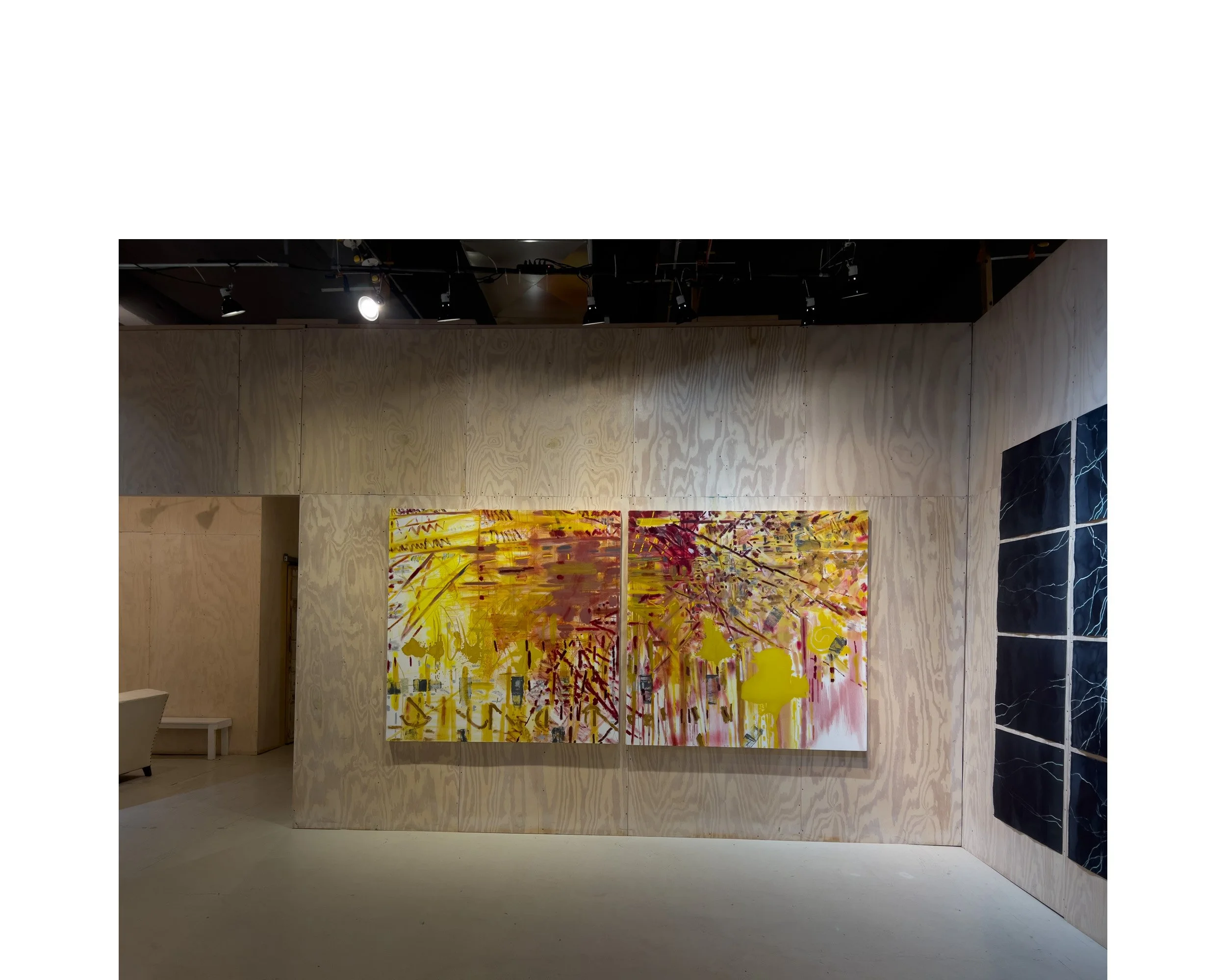 Left: Kylie Heidenheimer, right: (partial) Maya Ciarrocchi, Millay Arts alumni exhibition "With Quiet Eyes", Time Space LImited, Hudson, NY, May 23, 2026 - June 21, 2026