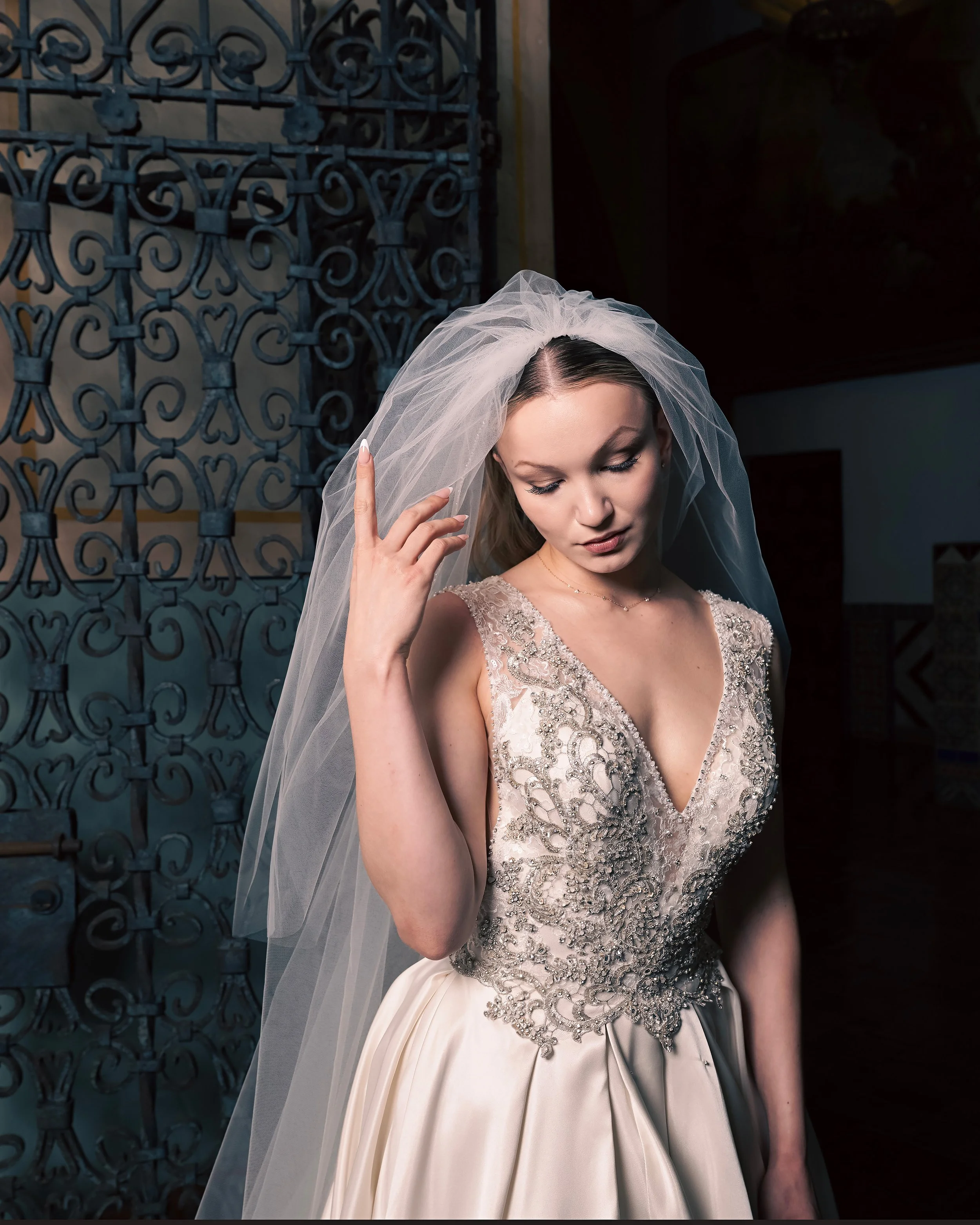 Moody portrait of the bride