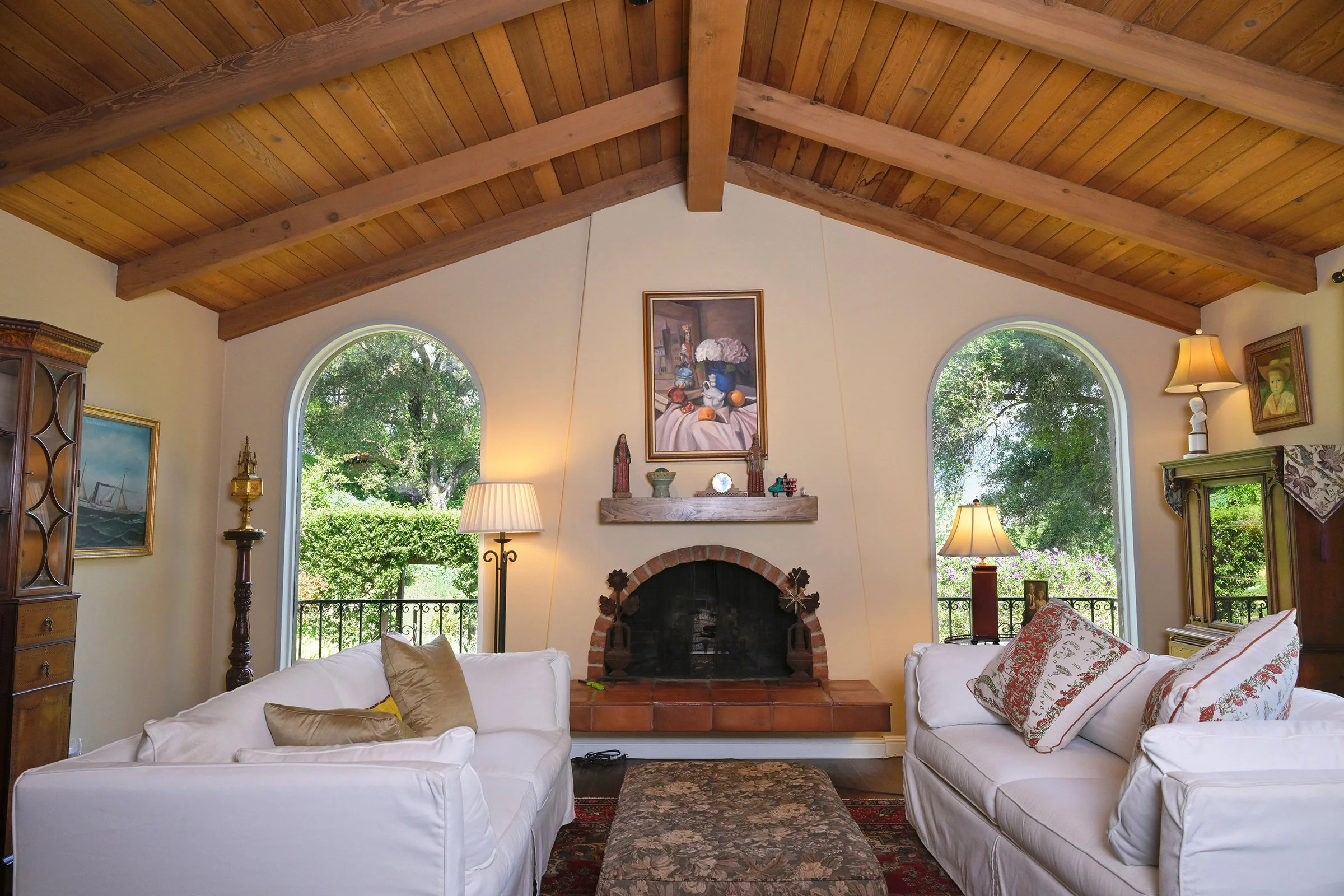 A beautiful garden scene from interior custom living room