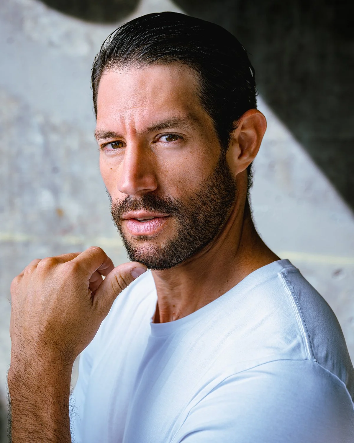 male model with natural lighting for portrait session