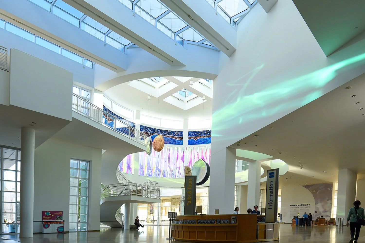 Natural light illuminating the colored glass at the J Paul Getty Museum