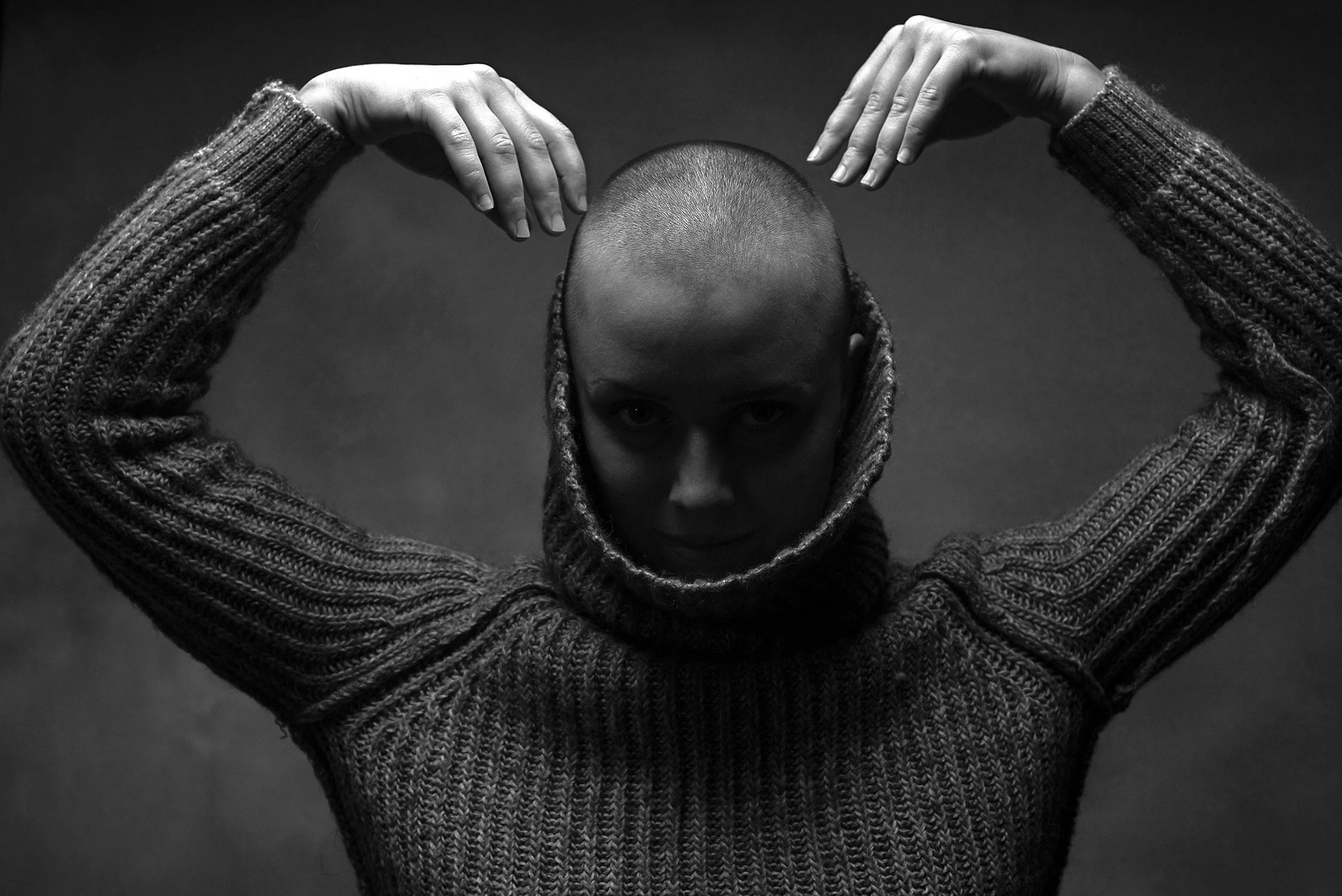 Professional modeling portfolio shot of female dancer in studio