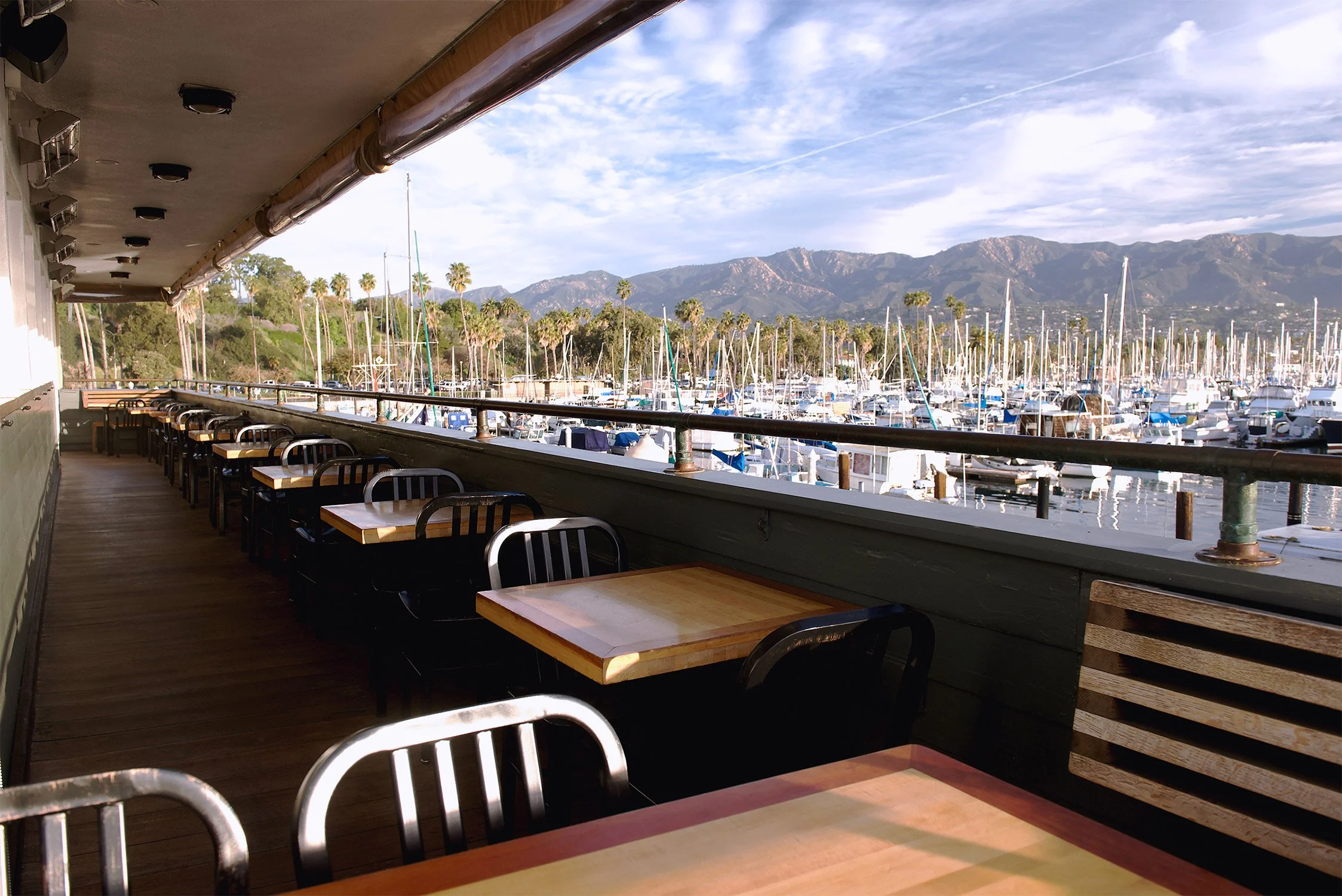 Santa Barbara harbor views from exterior patio Brophy Bros.