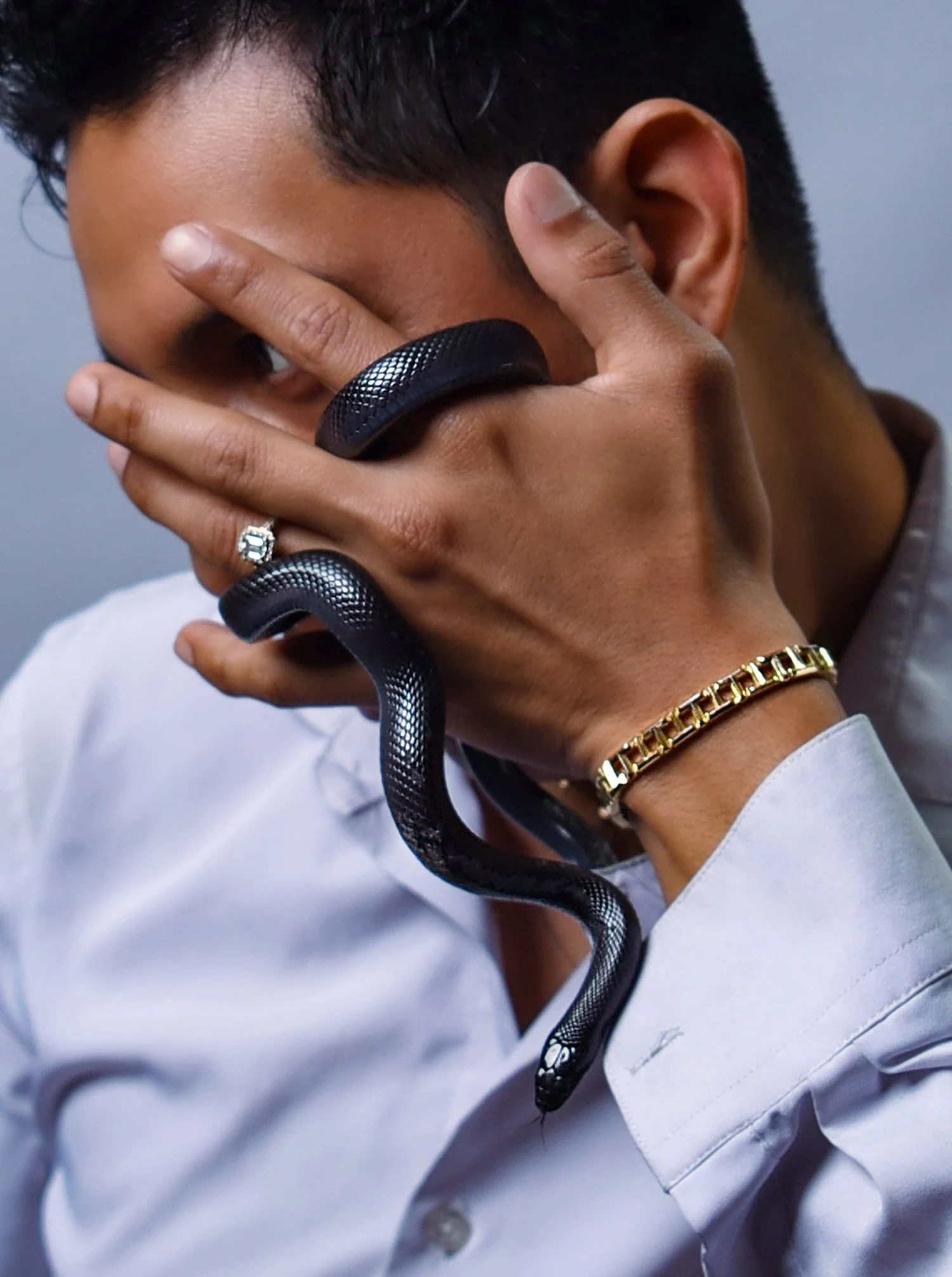 branded jewelry with diamonds and black snake shoot