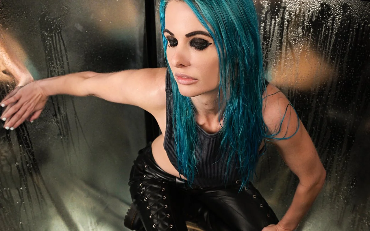 Studio lighting and effects for heavy metal drummer