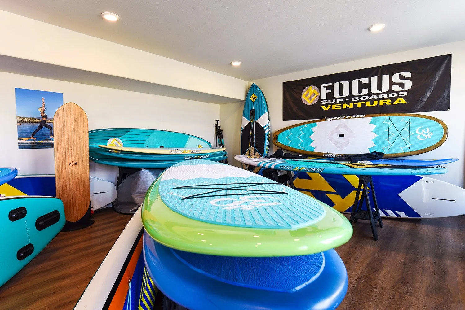 Advertising surf and paddle boards at Portside Ventura