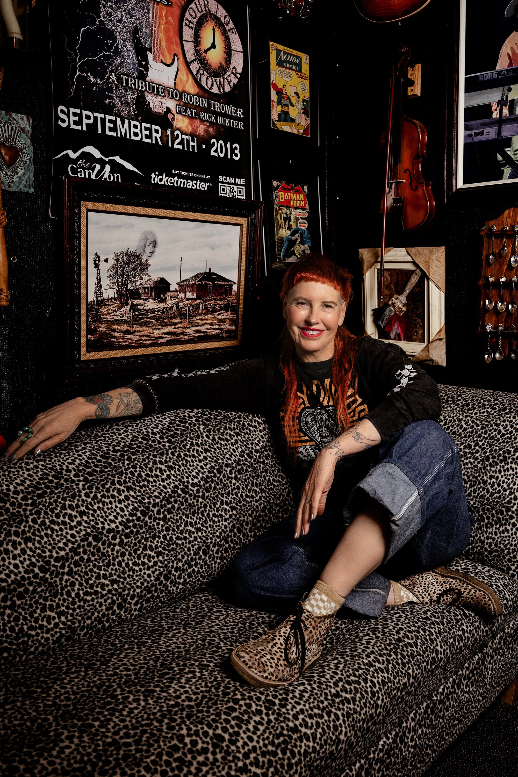 Location portrait session with artist in her studio