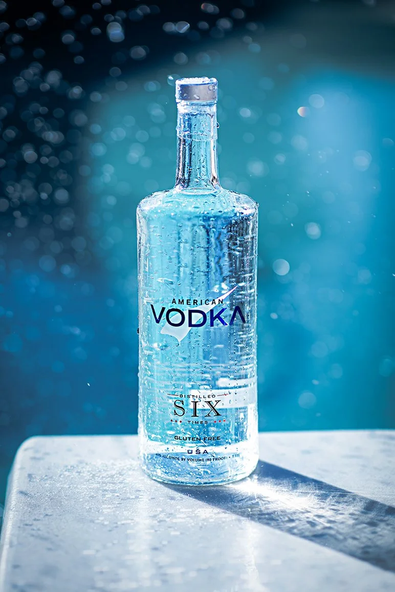 High contrast lighting for vodka ad shoot