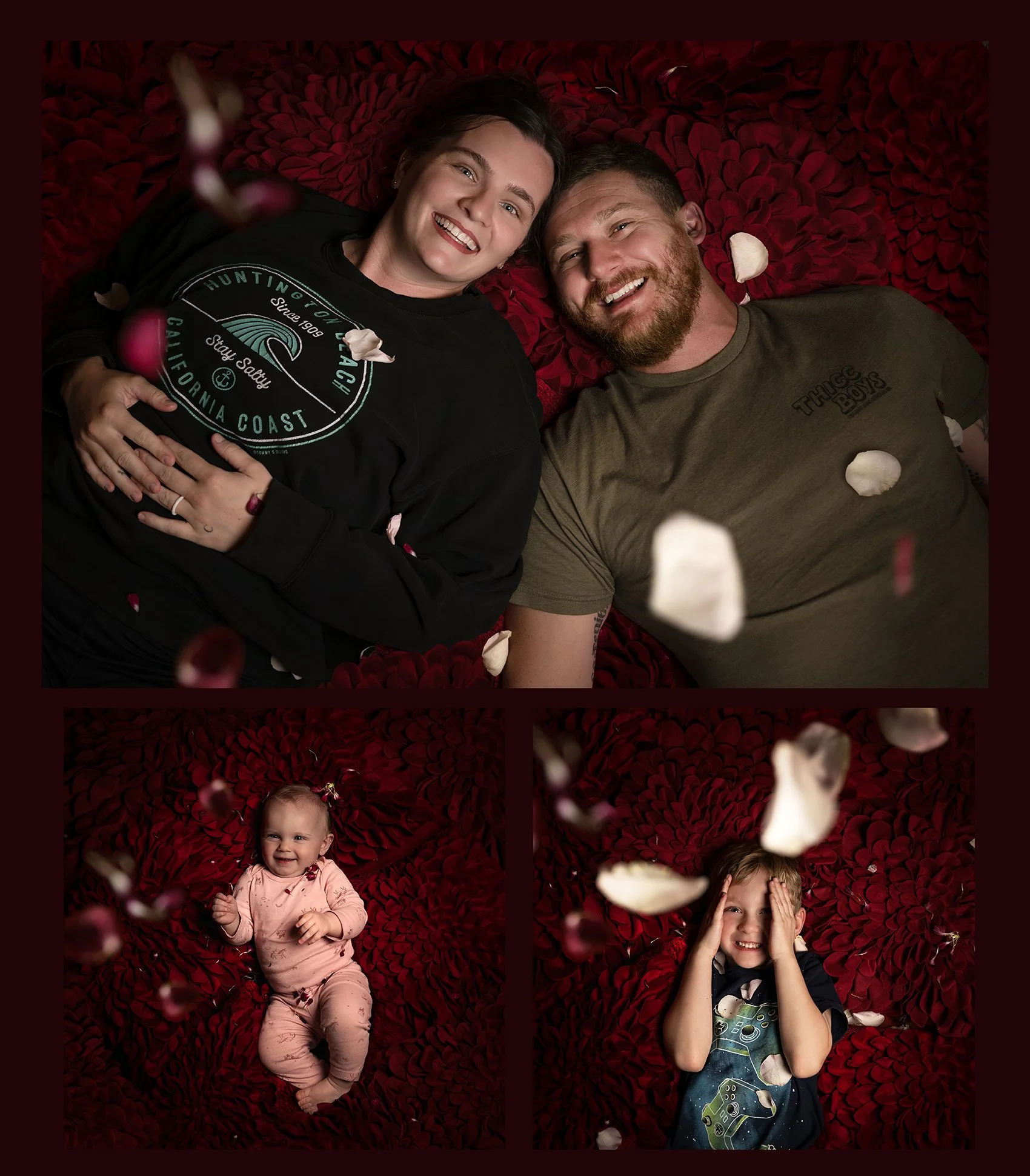 Creative elements in family portrait for Valentines day