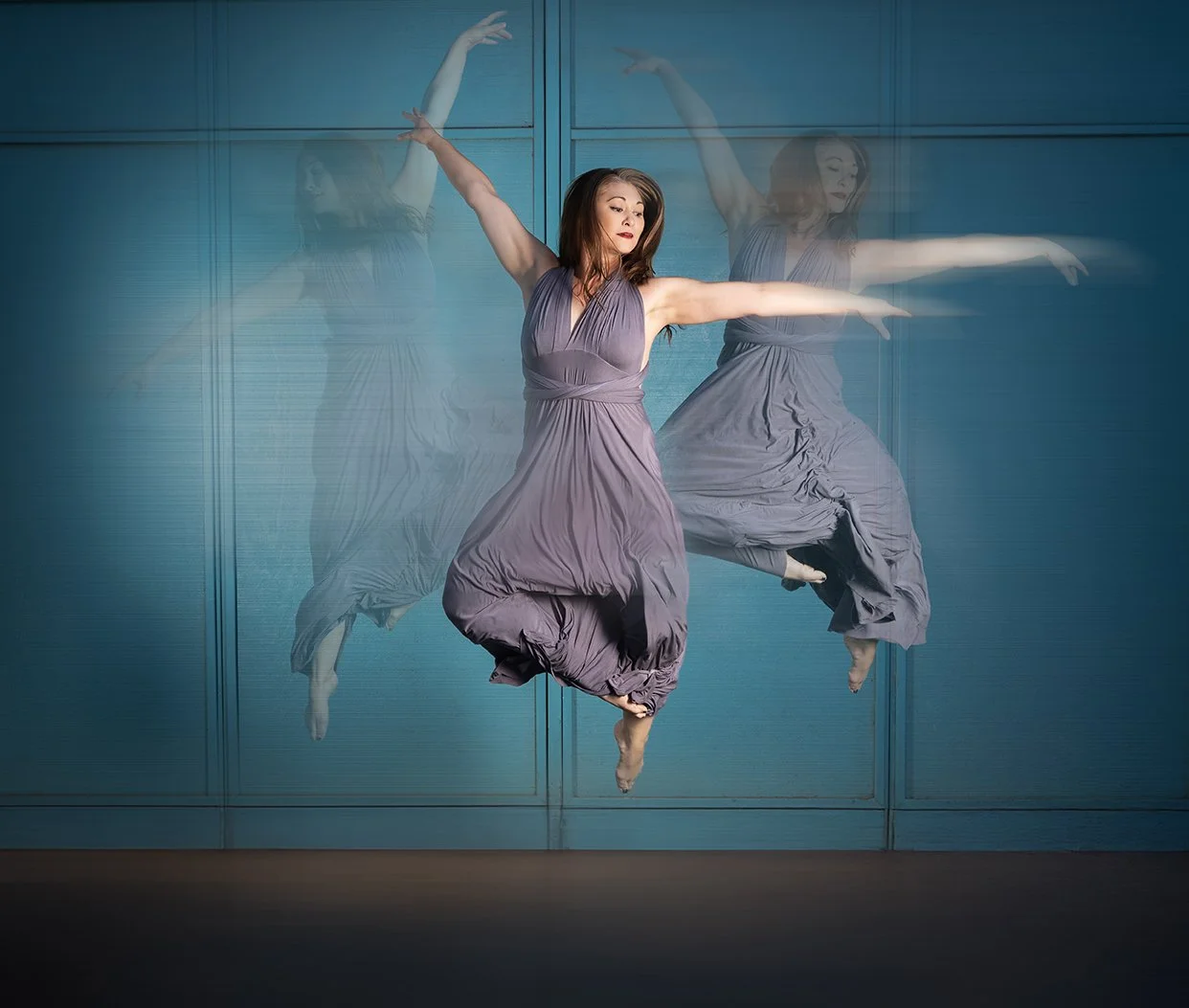 Playing with slow shutter speed and and image montage of dance instructor,