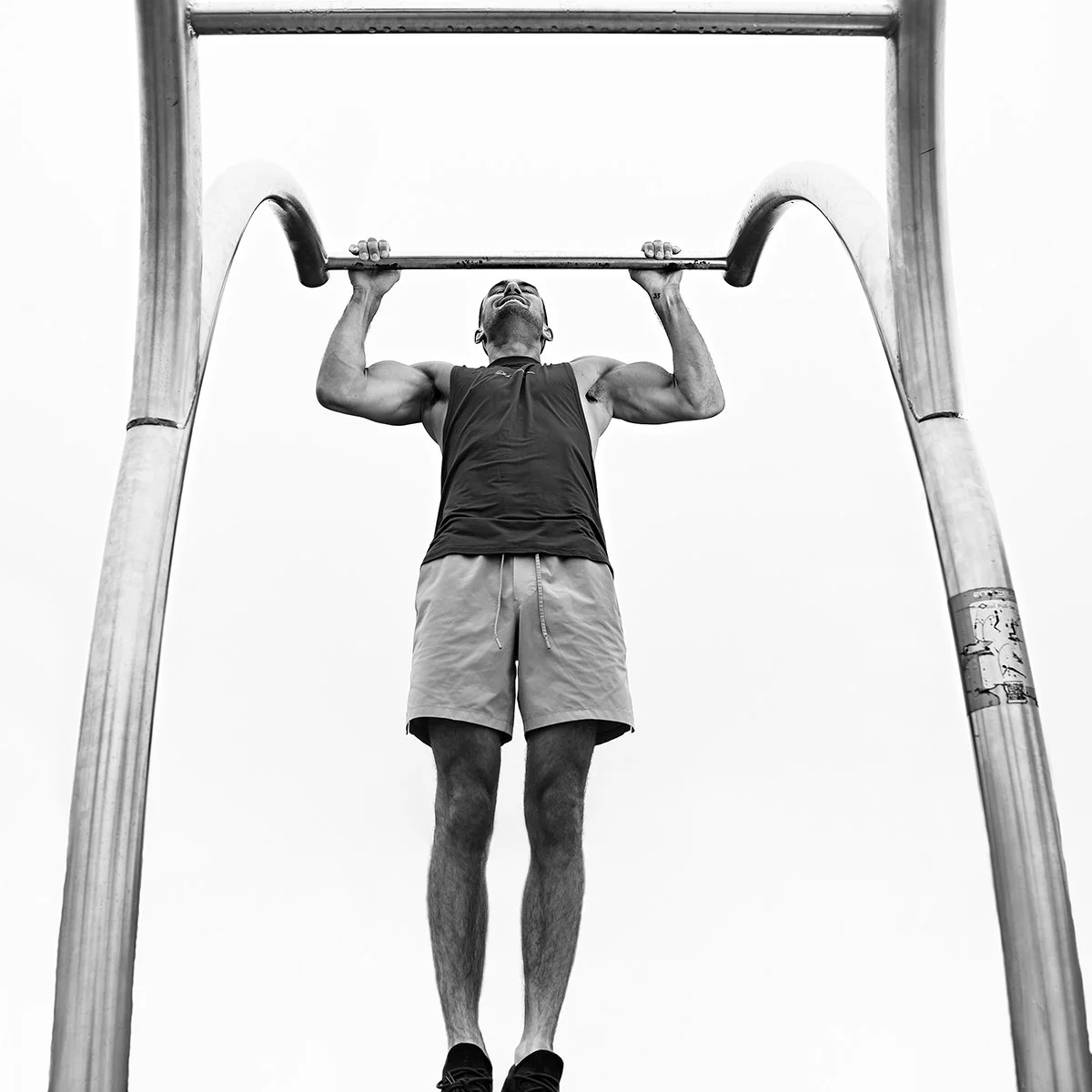 Fitness shoot with equipment - black and white