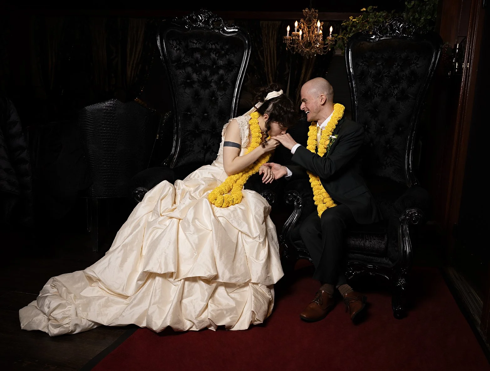Intimate portrait of bride and groom