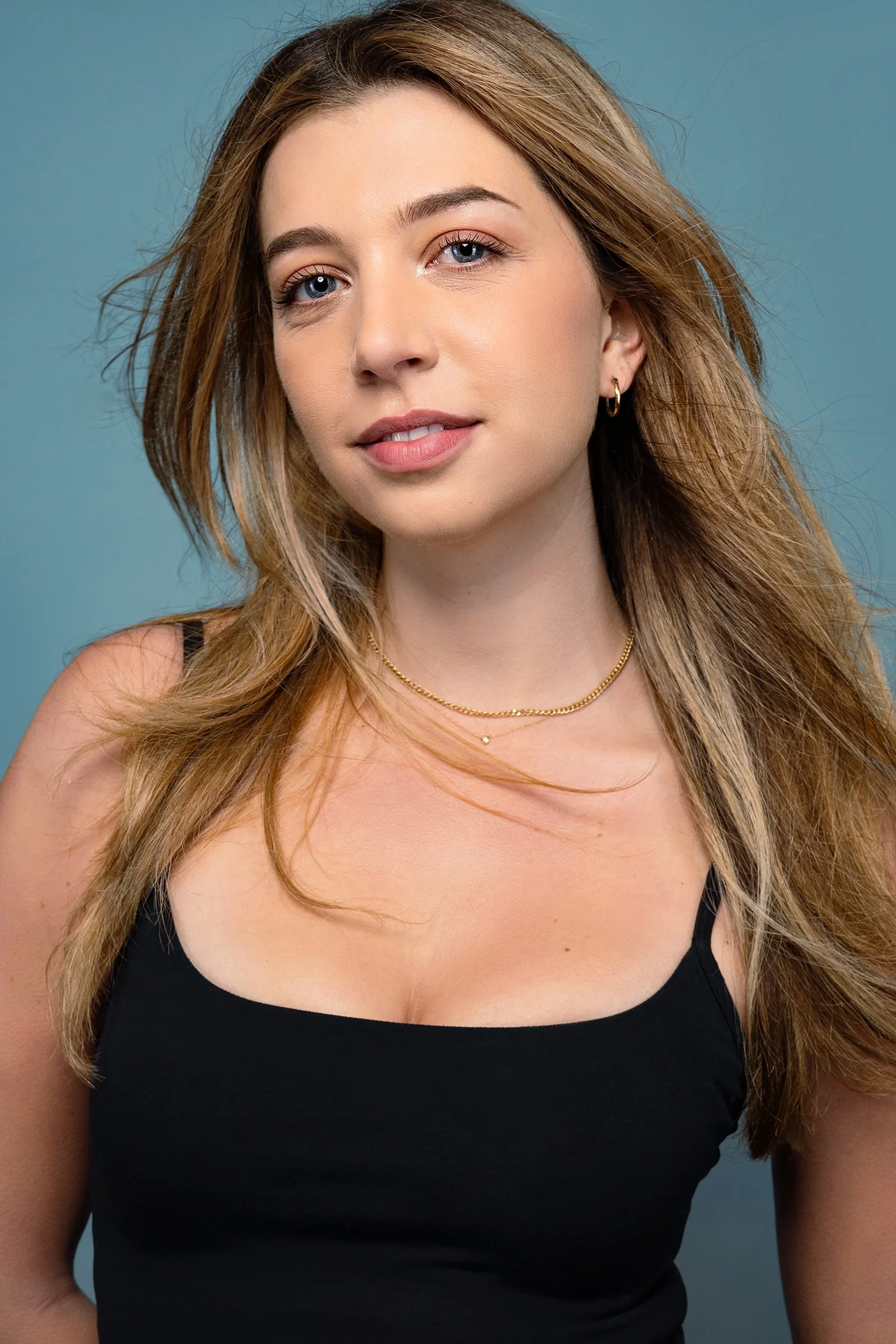 studio lighting for headshot session with actress