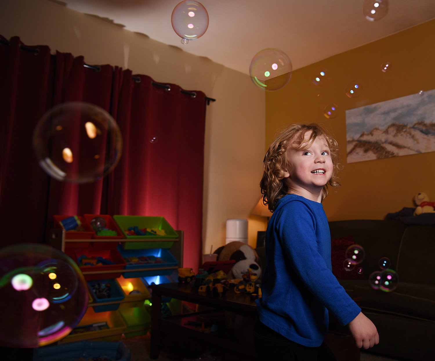 The birthday boy and his bubble birthday party