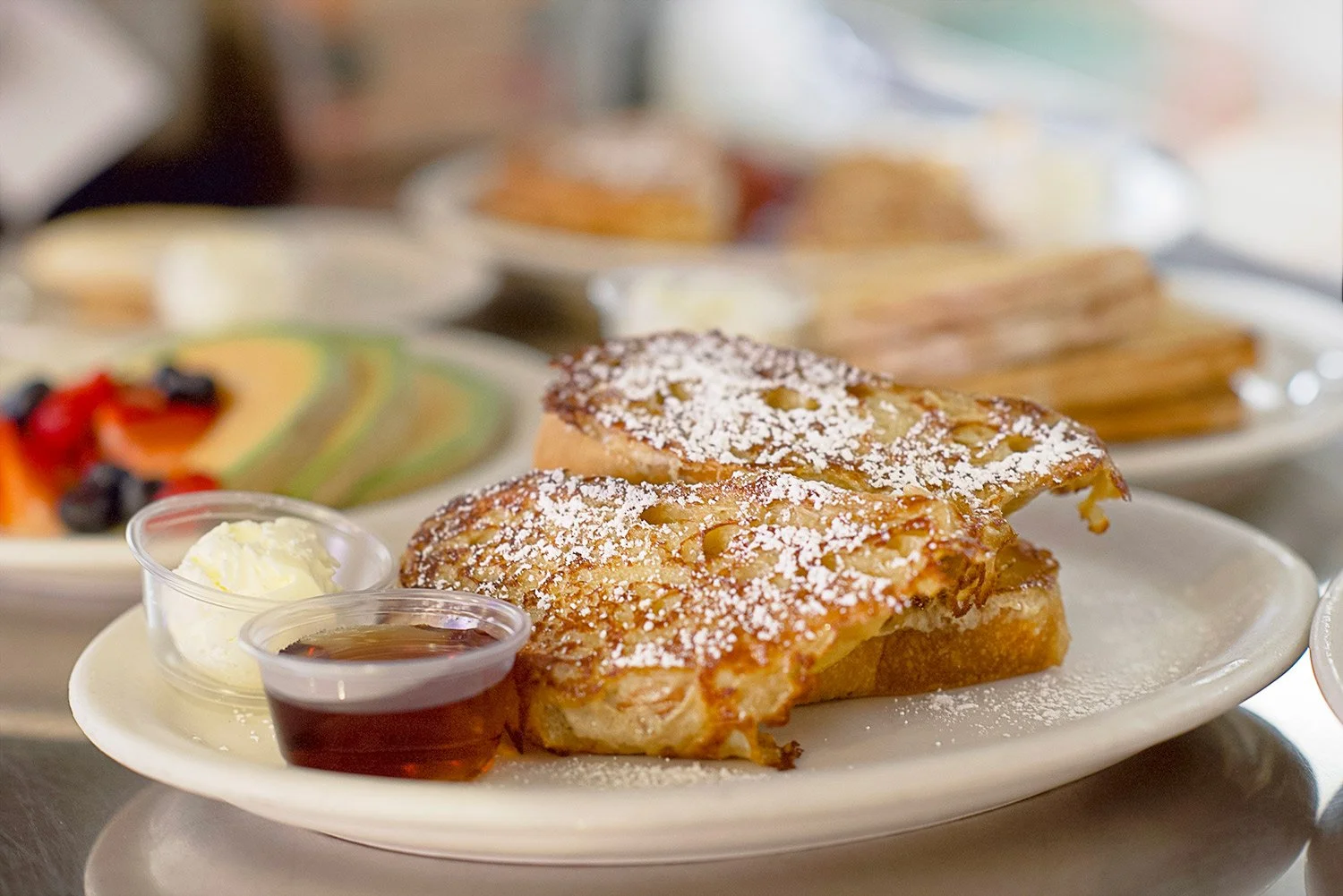 freshly made breakfast on the food line in Santa Barbara