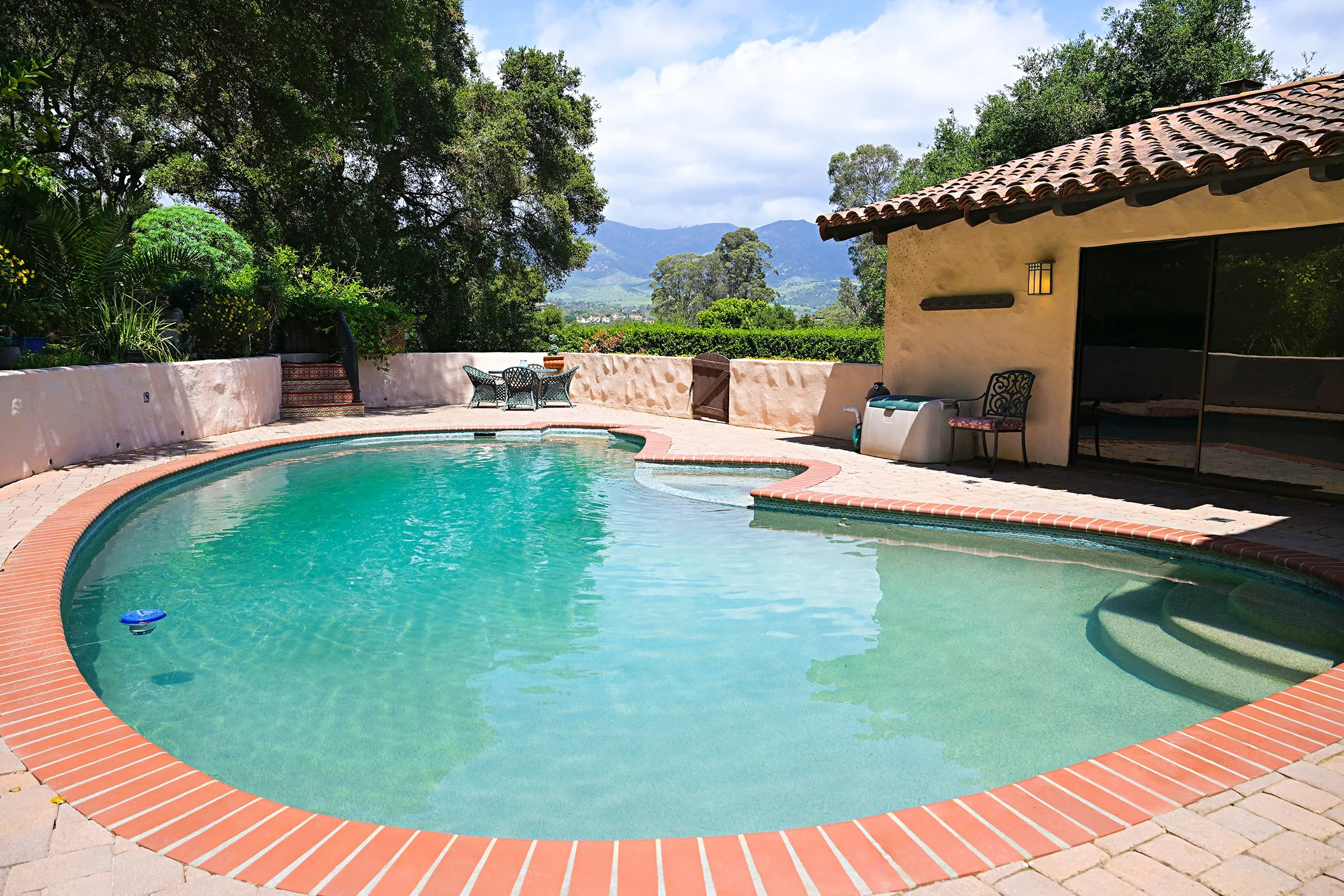 Views of Santa Barbara's mountains from backyard swimming pool
