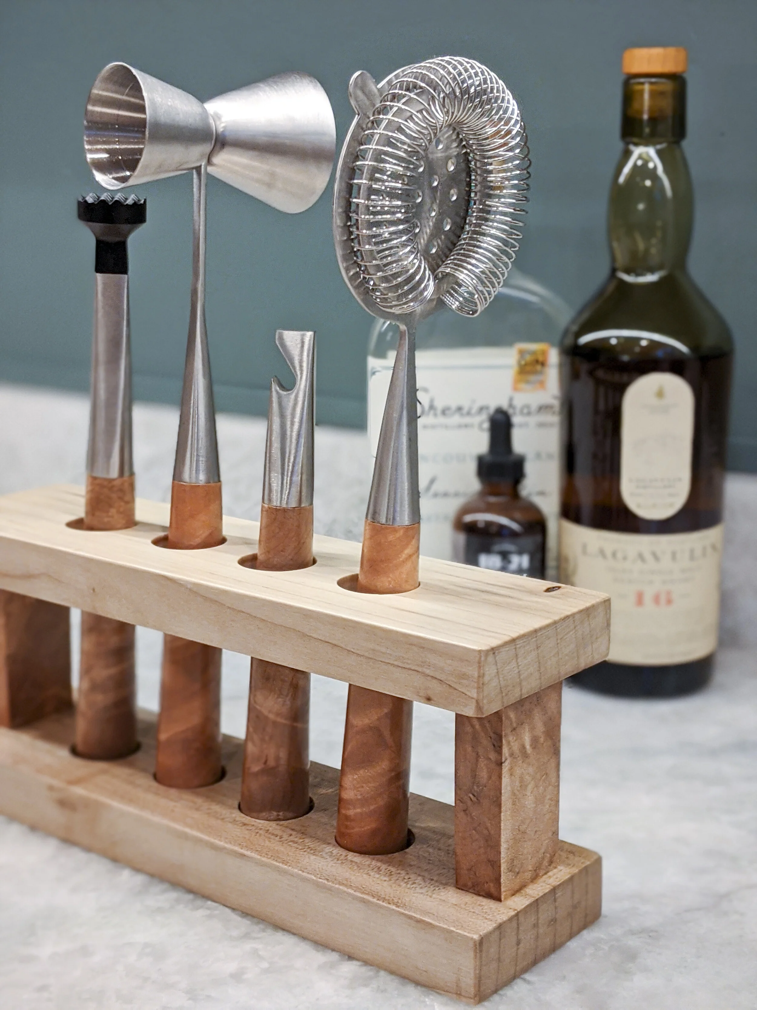 Bar tools set - maple burl