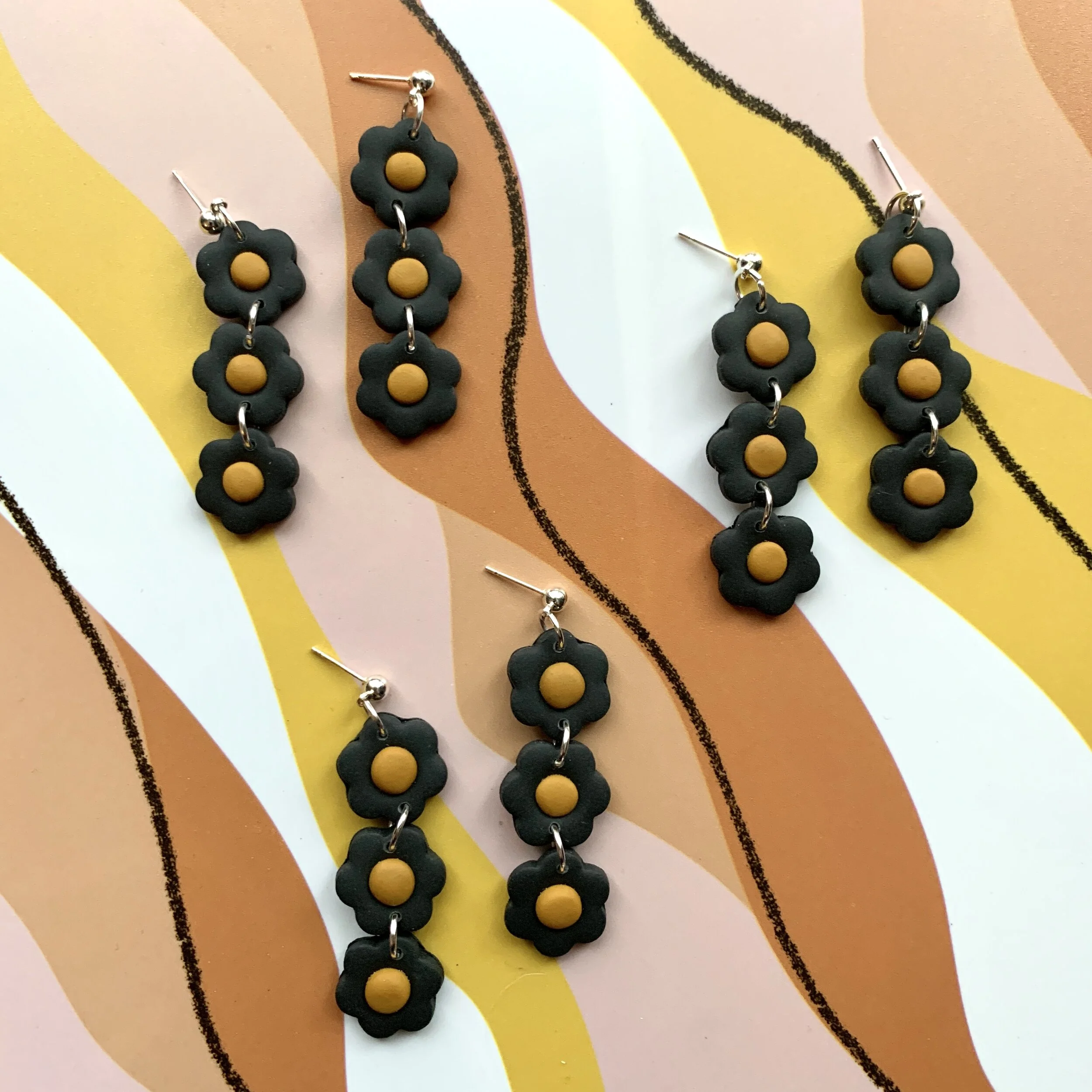 Flower Polymer Clay Earrings by Sarah Patnaude / @goodtimesclayco