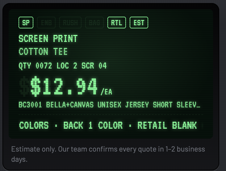 Instant price calculator
