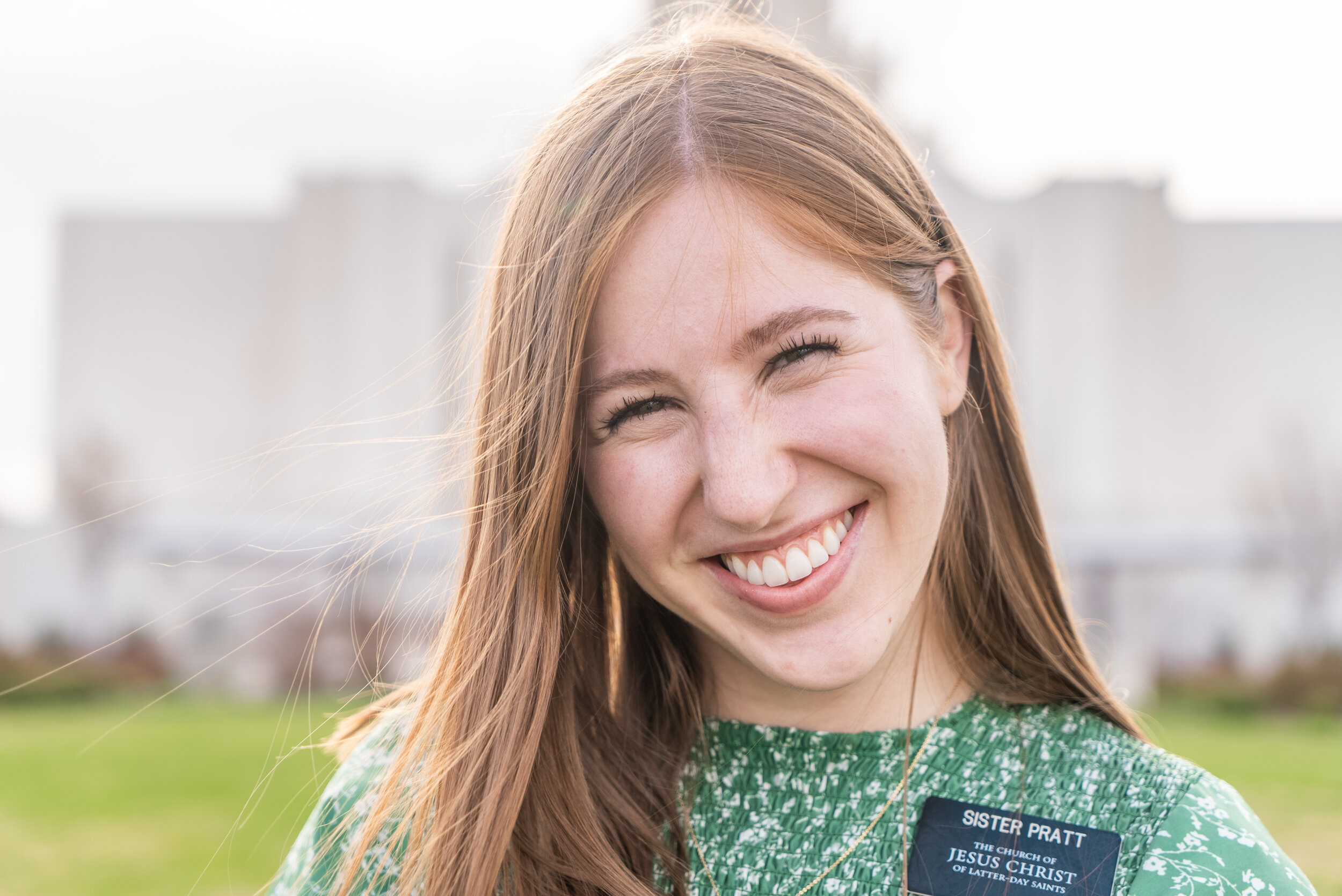 Hannah Pratt at the South Jordan Temple in Utah
