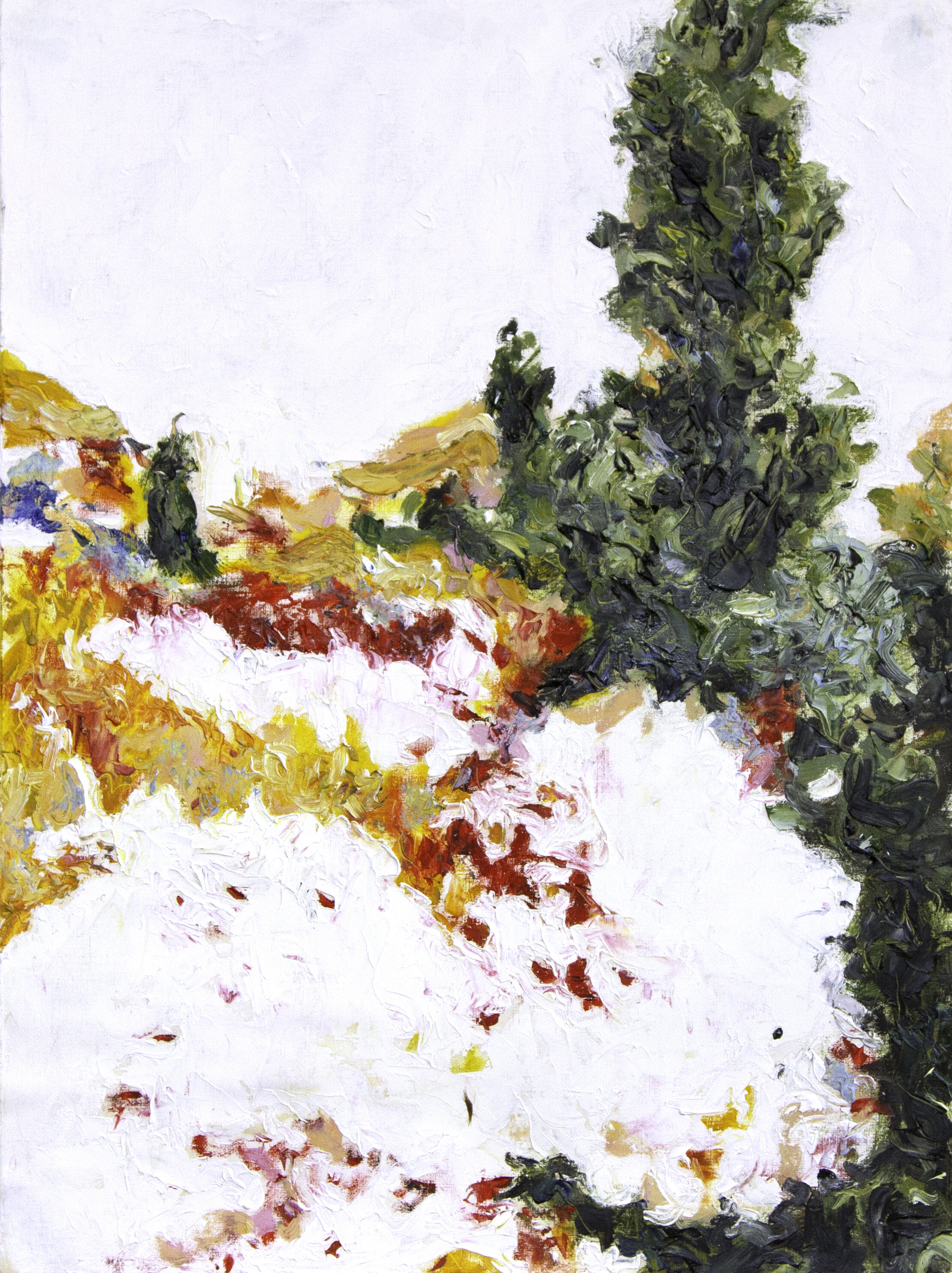 Landscape III, oil on oil sketch, mounted on board, 61 x 35 cm, 2017