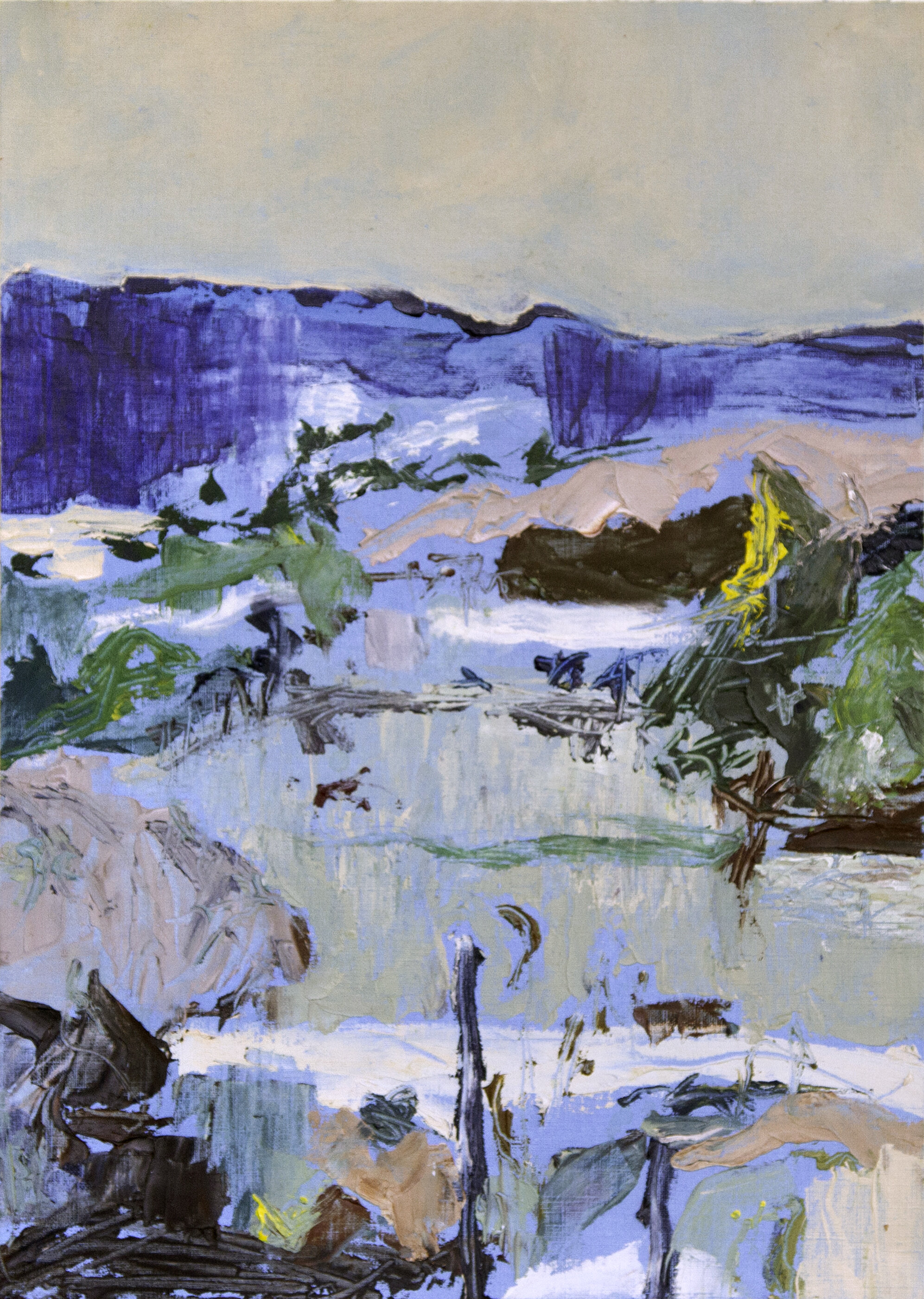 Landscape II, oil on oil sketch, mounted on board, 42 x 23 cm, 2017