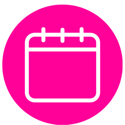Icon of a calendar inside a pink circle.