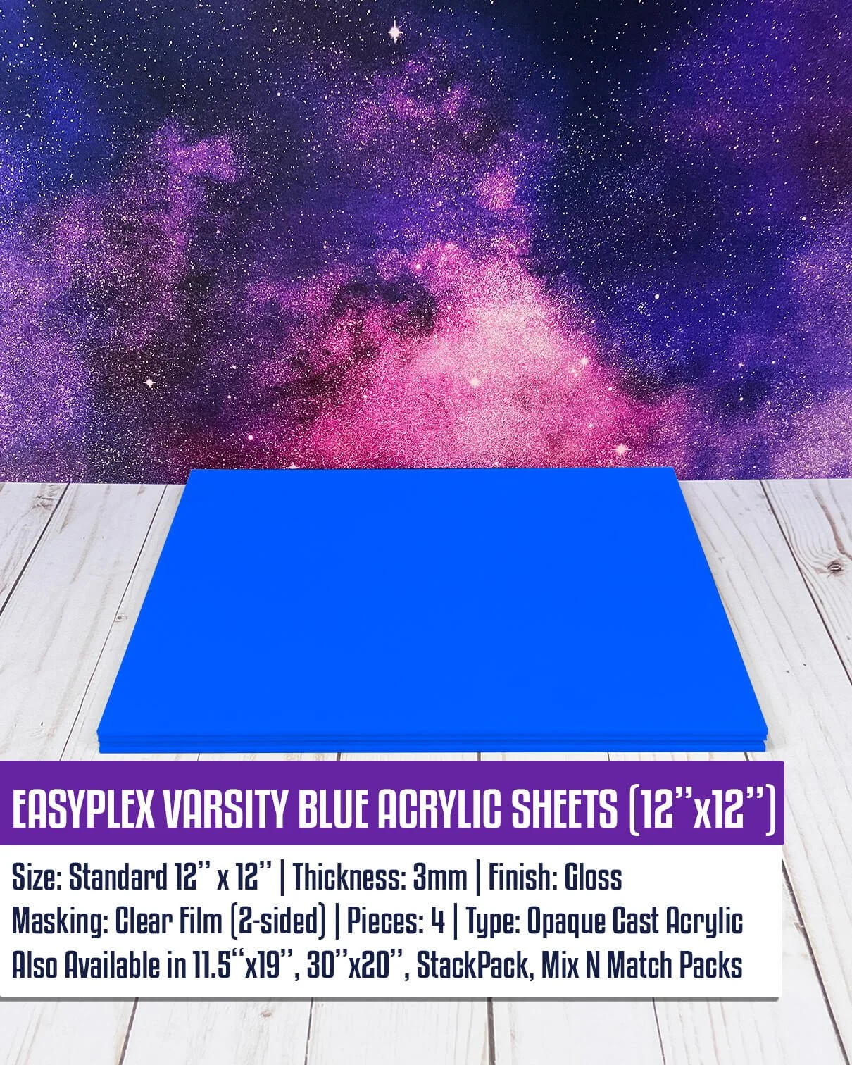 Light Blue Cast Acrylic Sheets for laser cutting Glowforge
