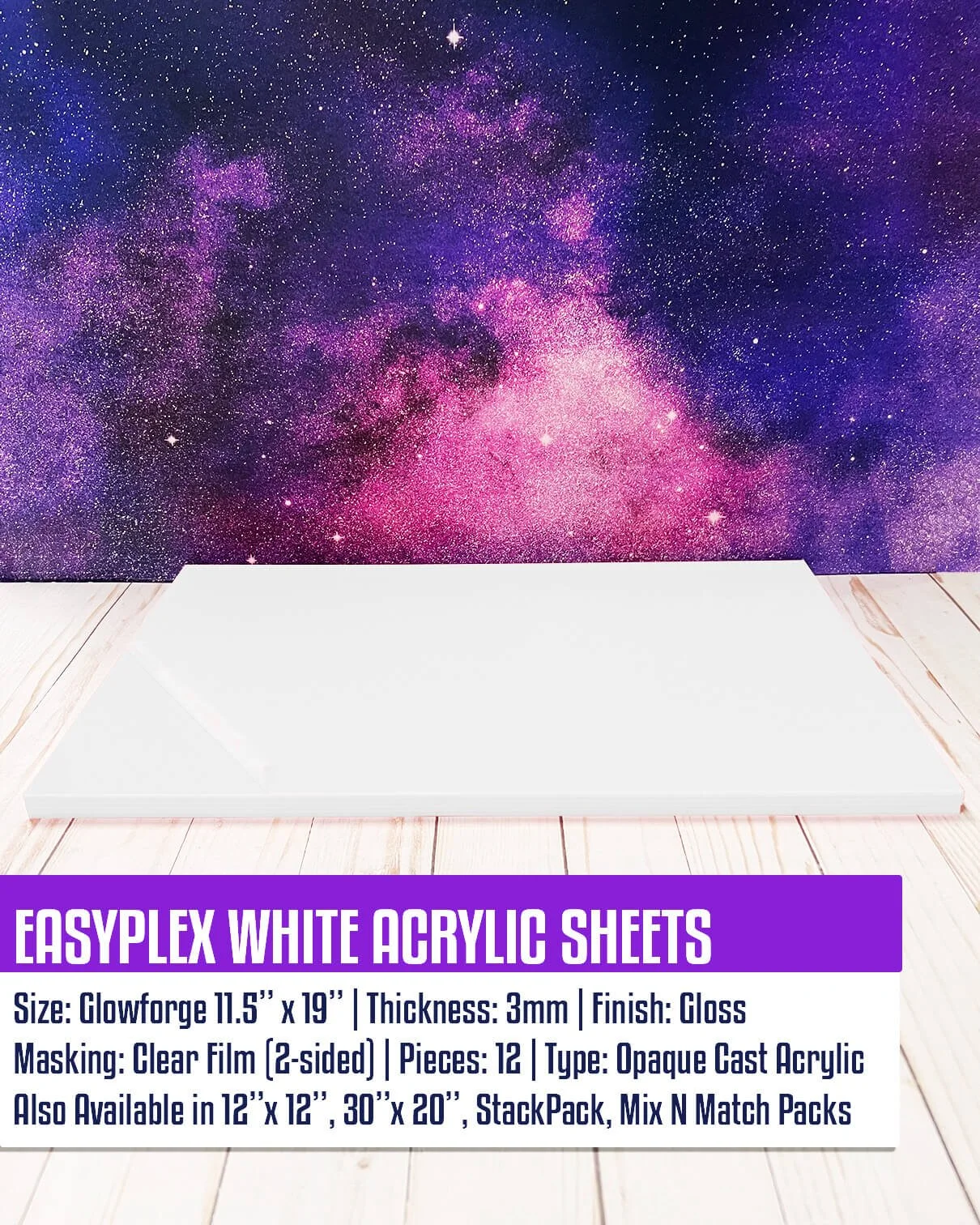 HHC 2-Pack White Cast Acrylic Sheets - 1/8" Thick, 12x12 Inches, Easy To Cut & Shape For Crafts, Signs & Displays