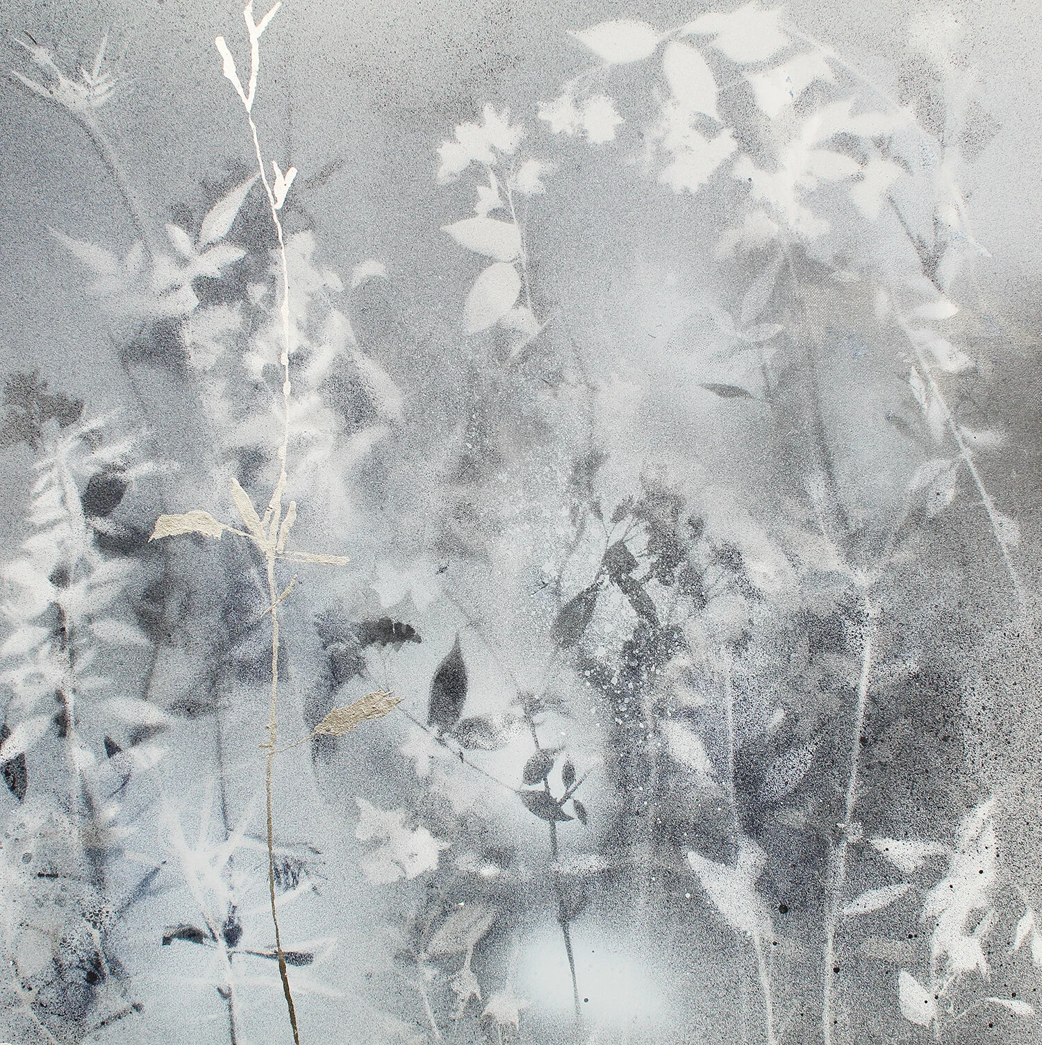 Weigela I
Melanie Goemans 2020
Acrylic and 19ct. caplain gold leaf on panel, 43 × 43 cm 
Framed £785