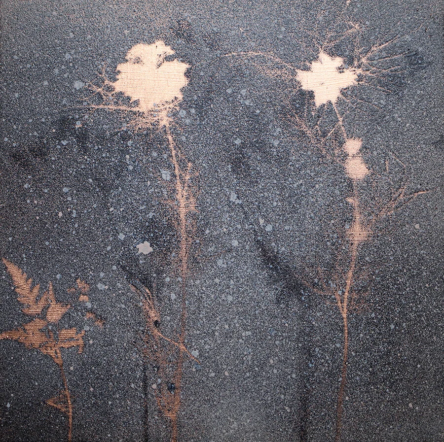 Love-in-a-mist, III.
Melanie Goemans.
Acrylic and copper leaf on panel.
22.5 × 22.5 cm framed.
£525.