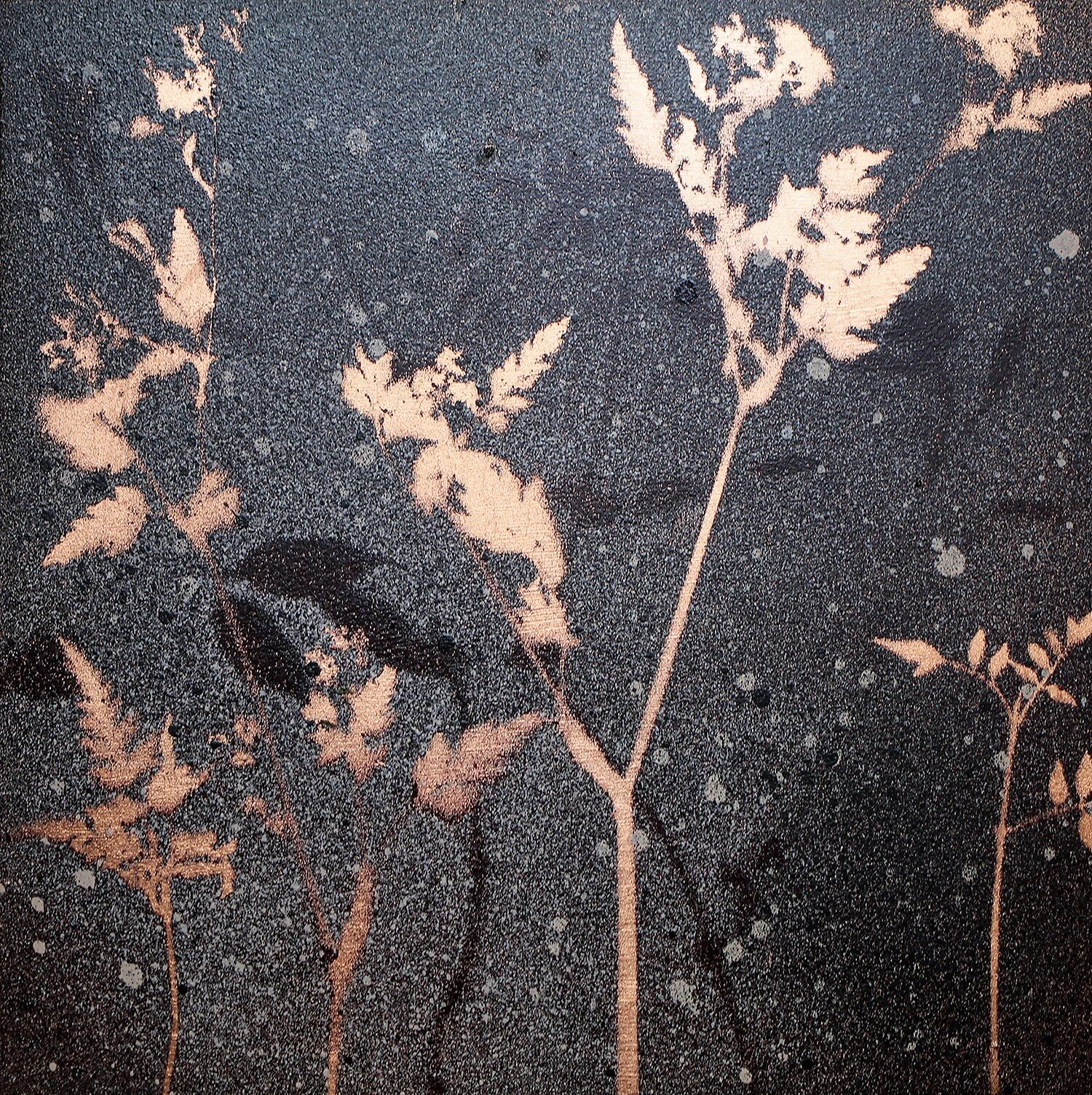 Stems on copper
Melanie Goemans 2021
Acrylic and copper leaf on panel, 22 × 22 cm Framed £525