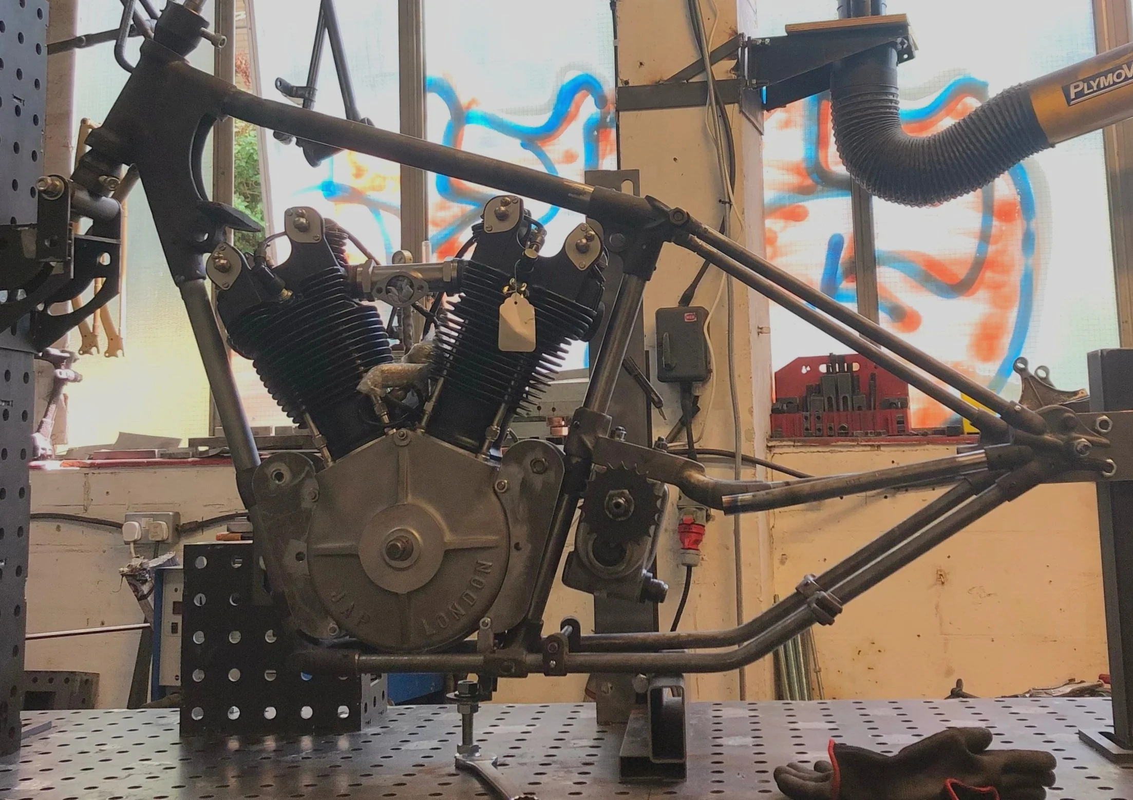 Illustration of Electric Motorcycle Frame Repair