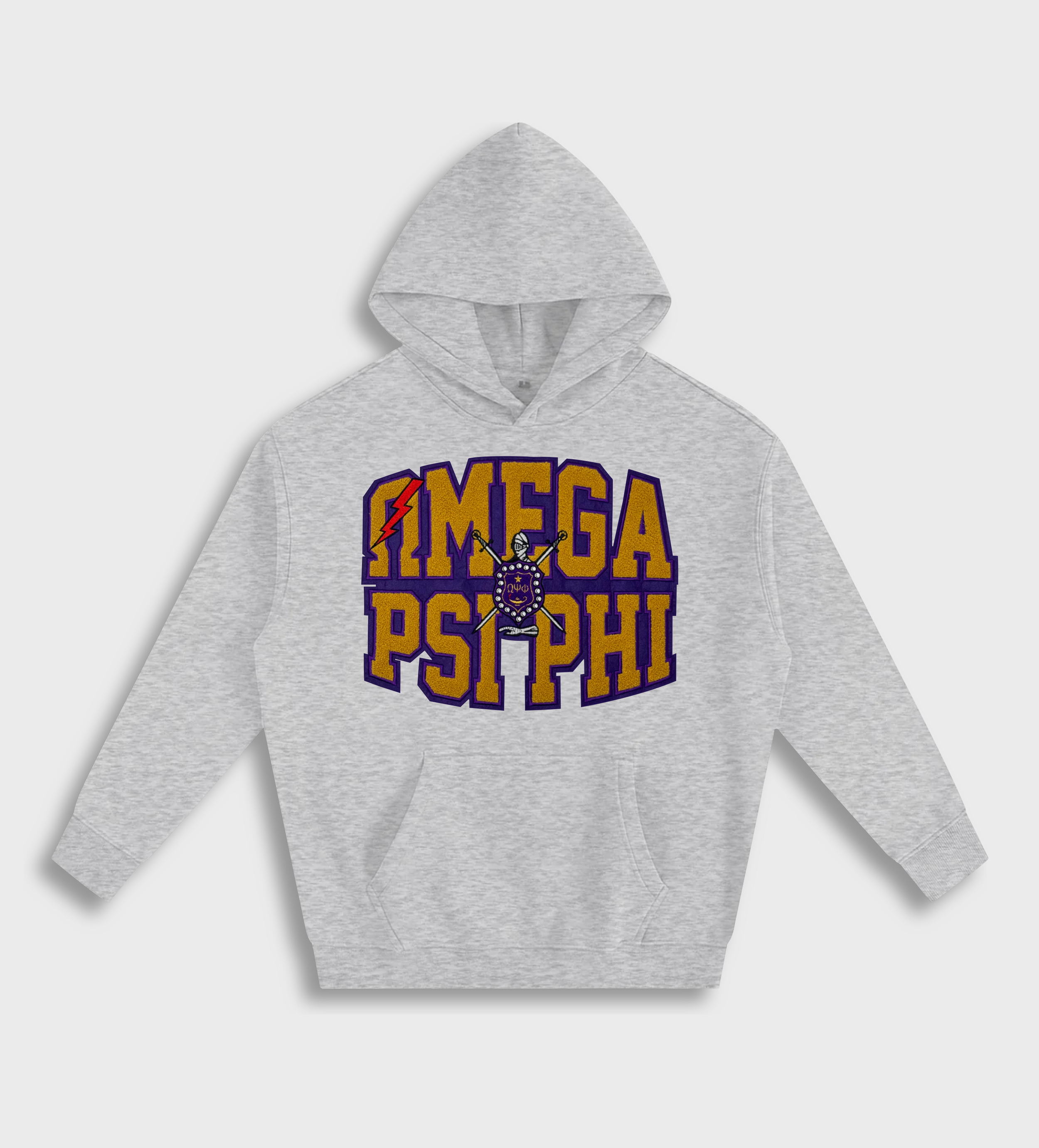 Omega Psi Phi Chenille Hoodie Gray