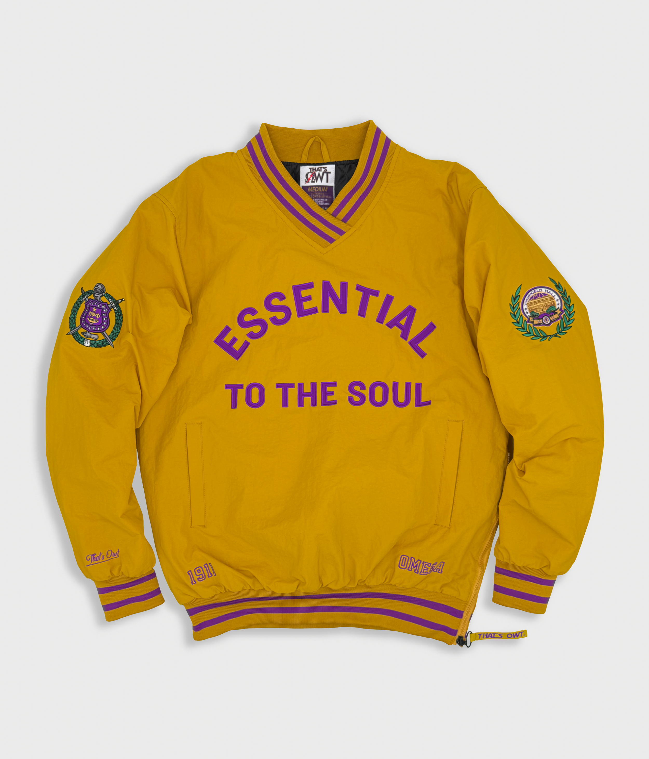 The Motto x Que-Starter Nylon V-Neck Pullover Jacket Old Gold