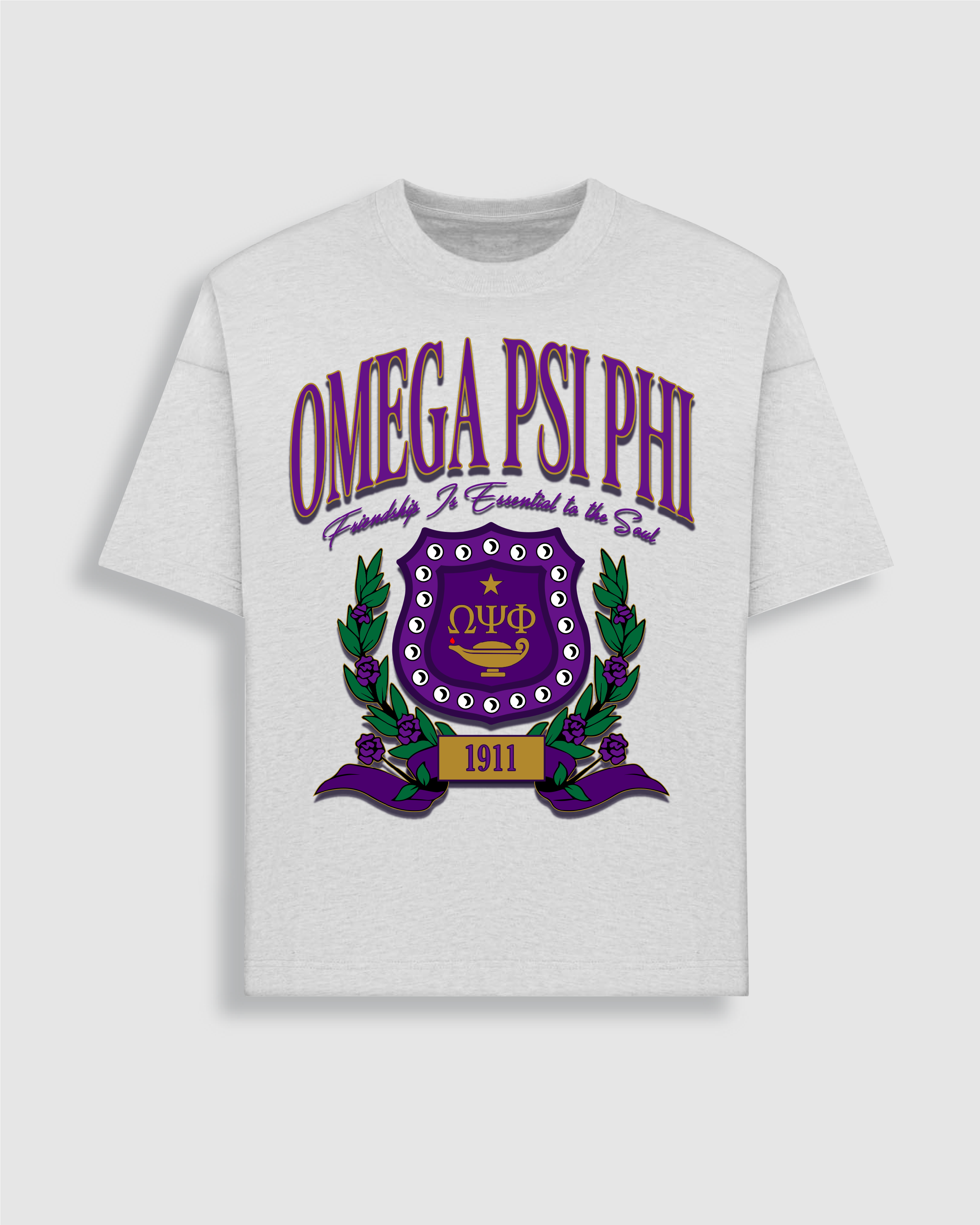 Omega African Violets Wreath Tee Pewter Gray