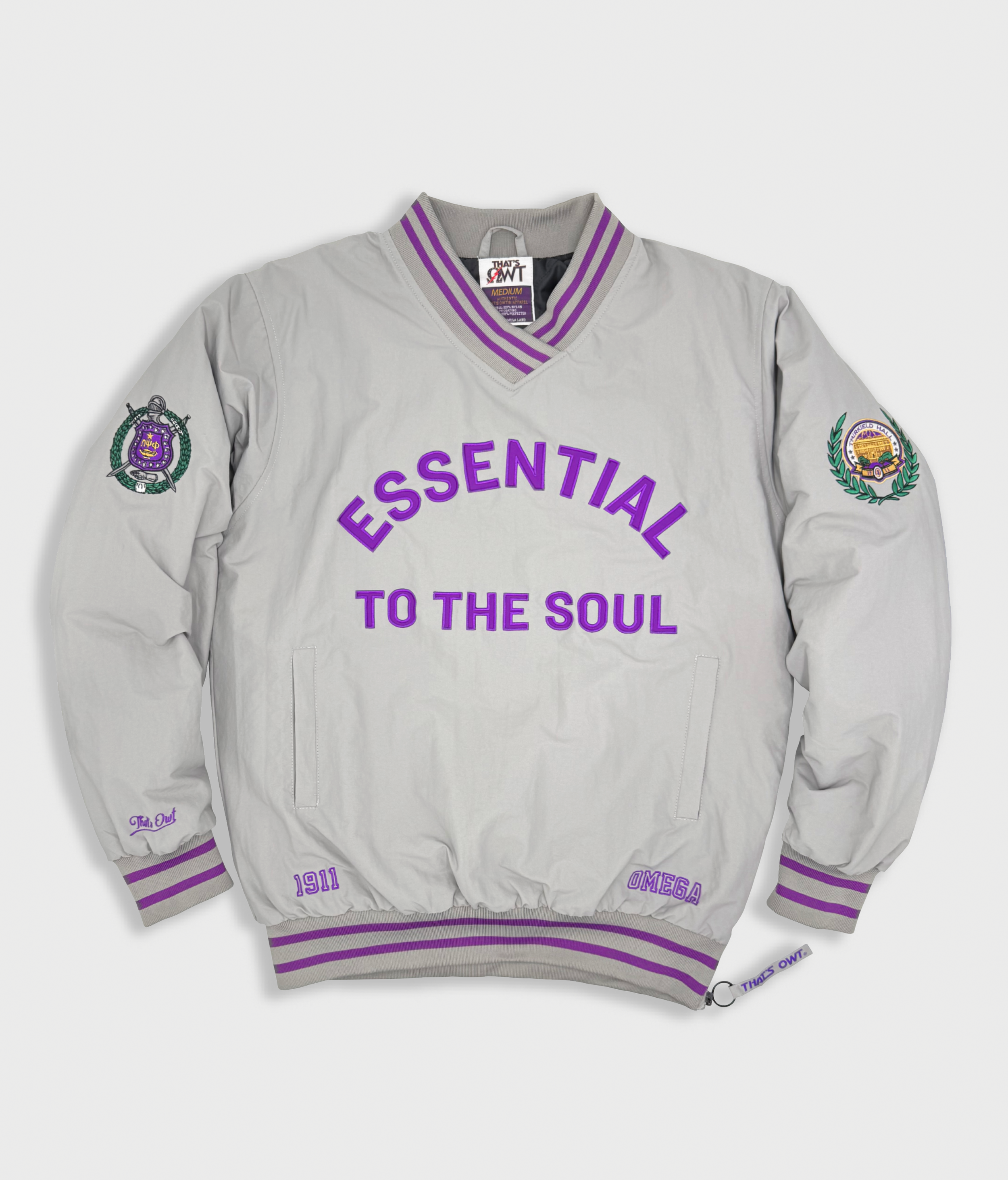 The Motto x Q-Starter Nylon V-Neck Pullover Jacket Pewter Gray