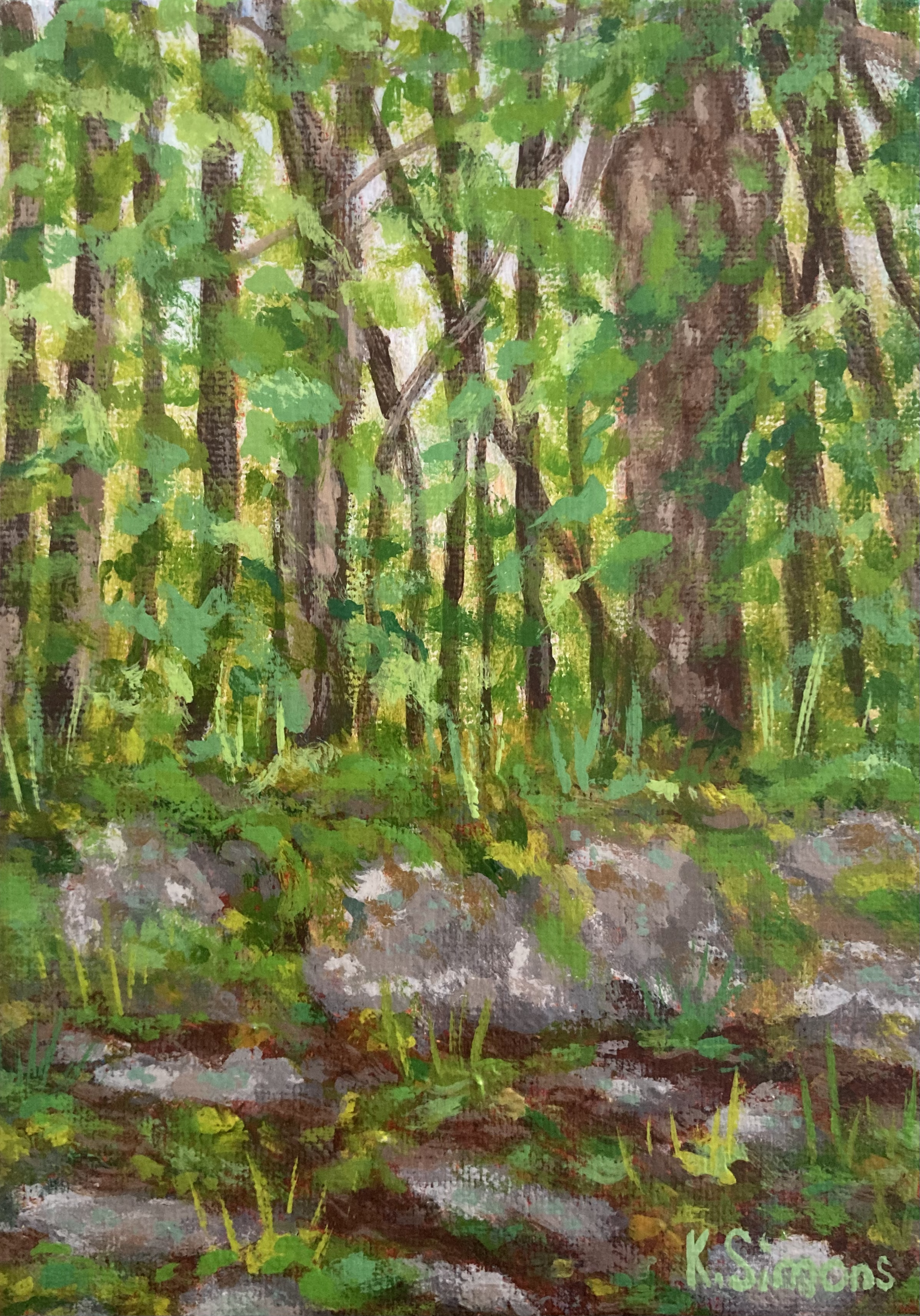 Forest Fondness: Part 2 (Acrylic on canvas, 7x5 inches, march 2025)