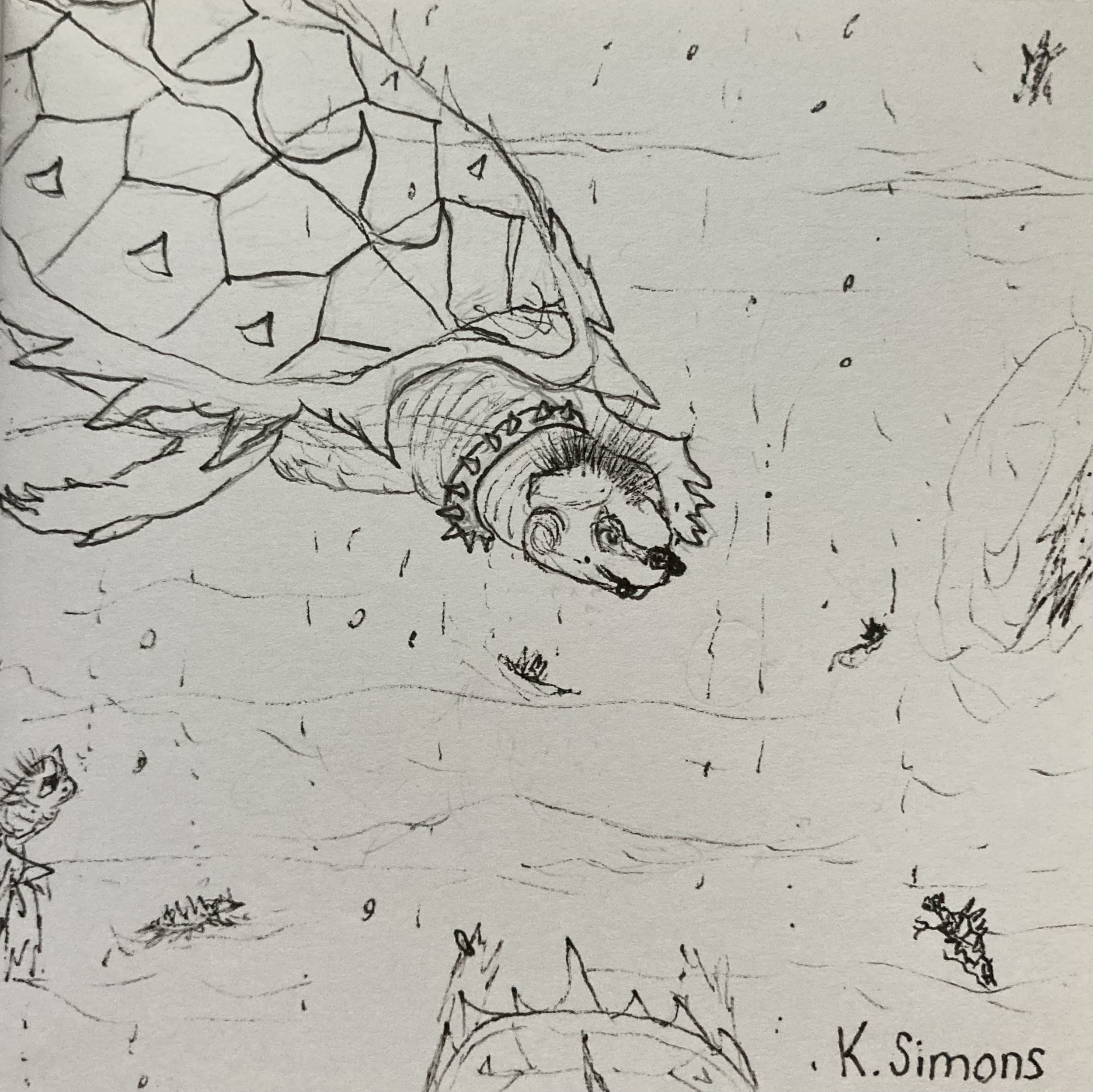 Punk (Pen & pencil on paper, 3.75x3.75 inches, August 2025)