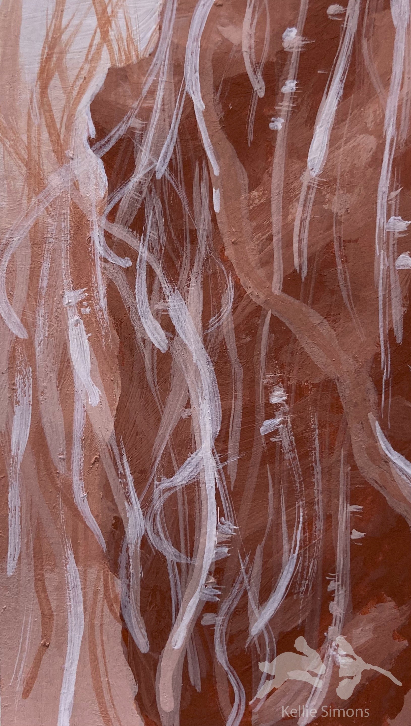 Flowing Vines (Gouache on paper, 2x3.5 inches, December 2023)