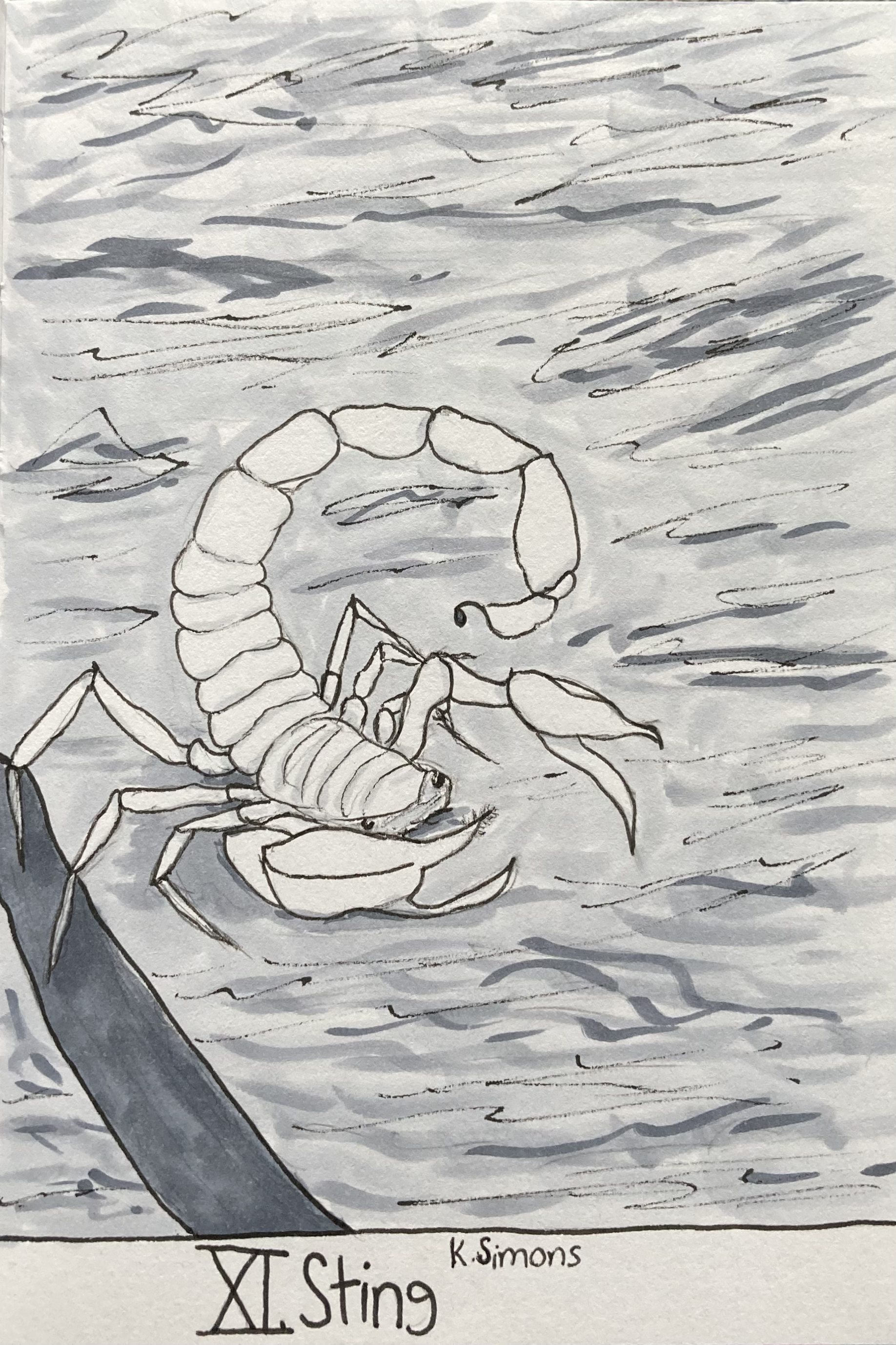 Sting (Pen, pencil & marker on paper, 4x6 inches, October 2025)